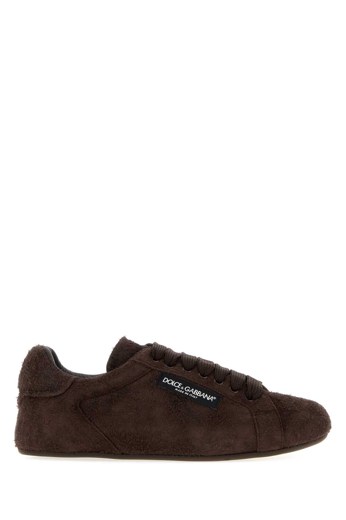 Dolce & Gabbana Men Dark Brown Suede Portofino Sneakers DOLCE & GABBANA