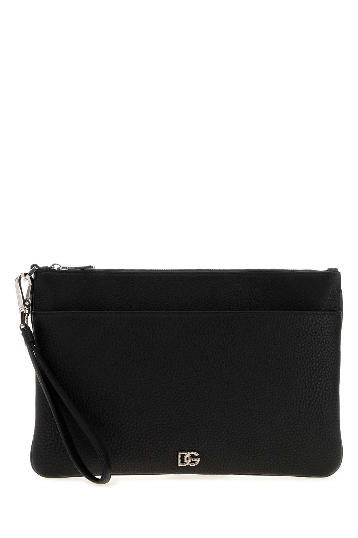 Dolce & Gabbana Men Black Leather Clutch DOLCE & GABBANA