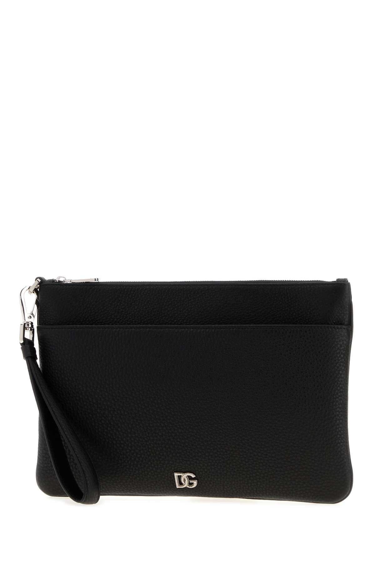 Dolce & Gabbana Men Black Leather Clutch DOLCE & GABBANA