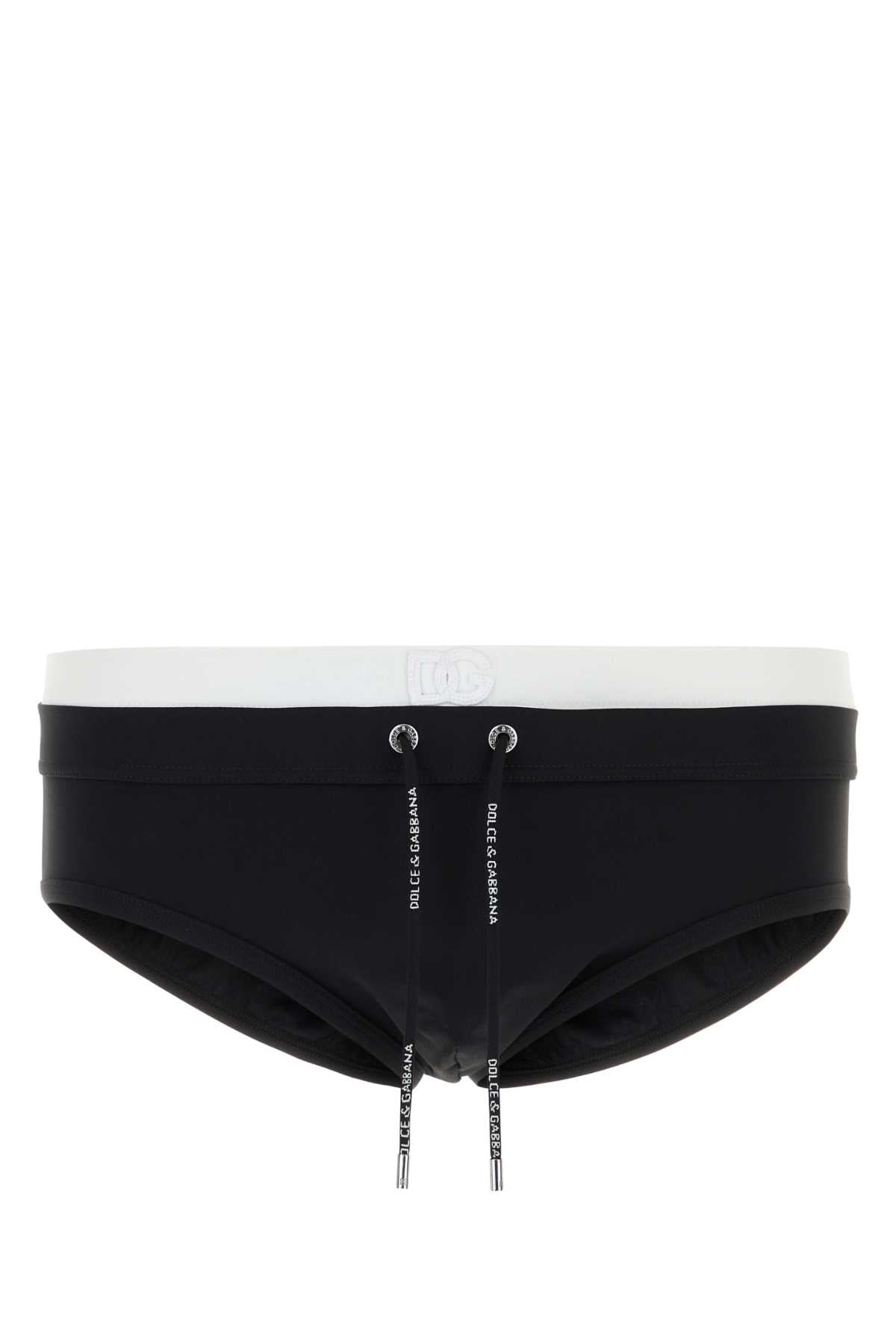 Dolce & Gabbana Men Black Stretch Nylon Swimming Brief DOLCE & GABBANA