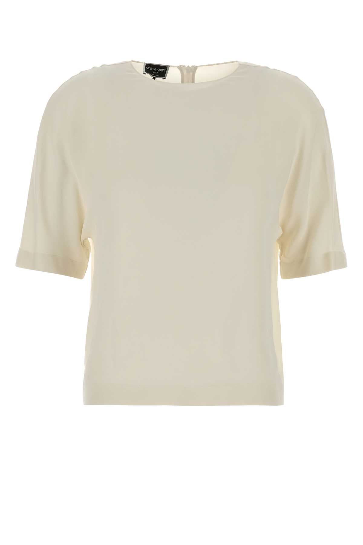 Giorgio Armani Women Cream Silk T-Shirt GIORGIO ARMANI