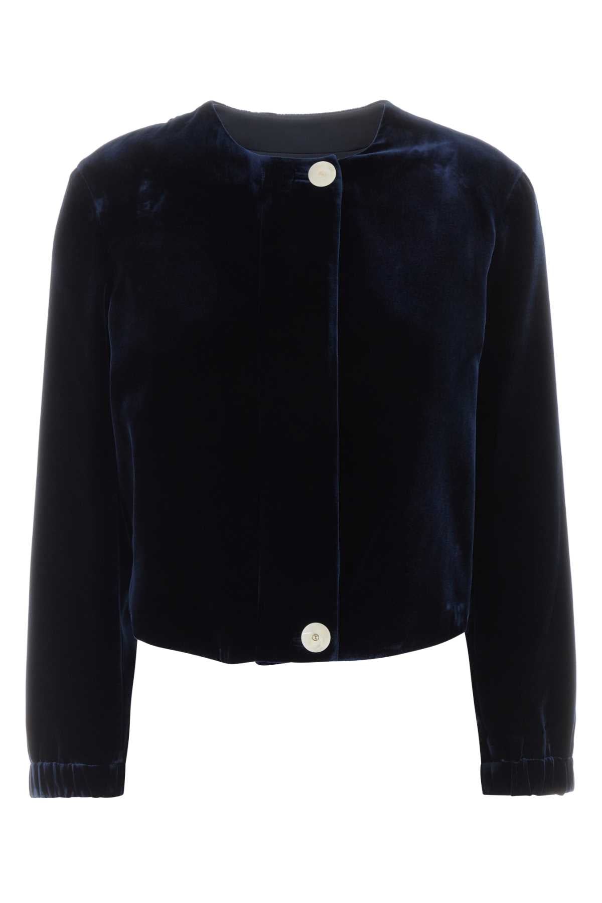 Giorgio Armani Women Dark Blue Velvet Jacket GIORGIO ARMANI