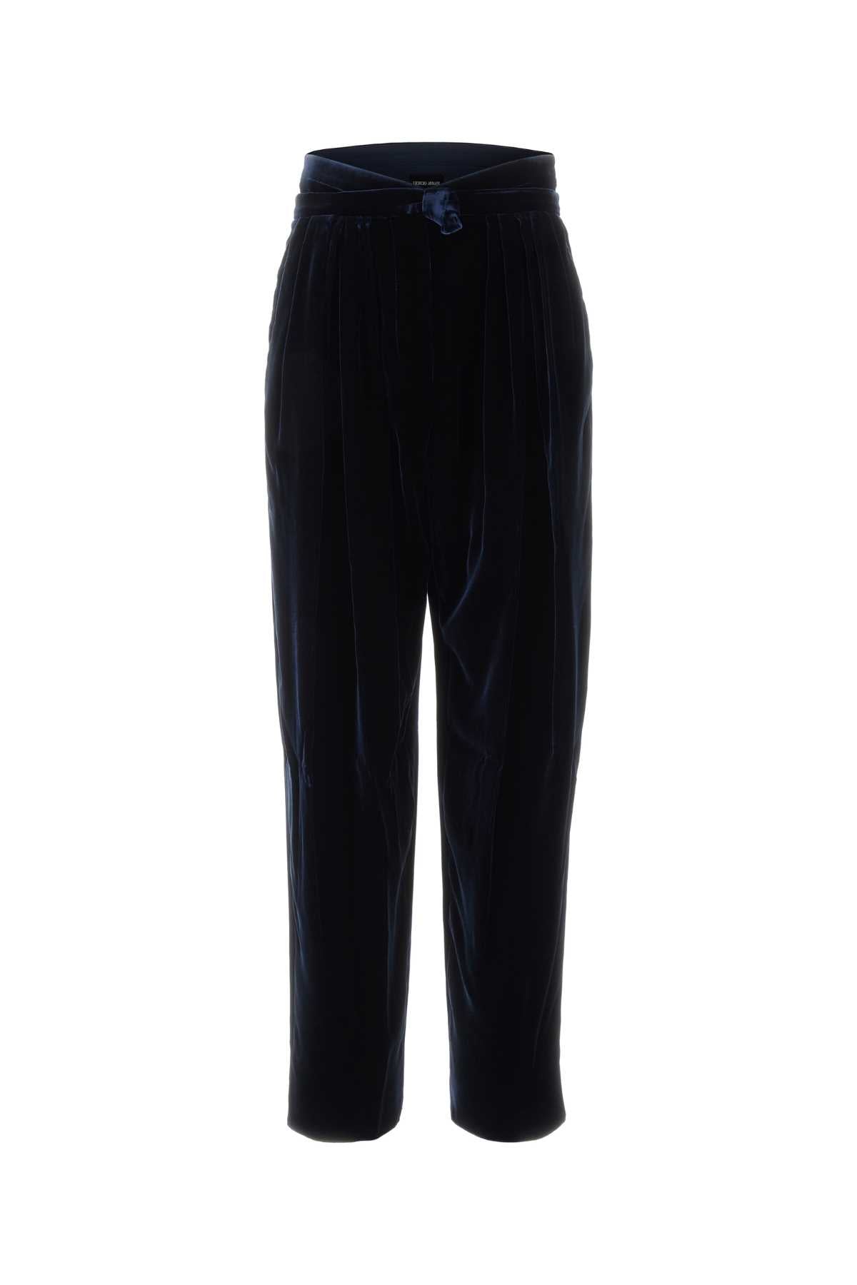 Giorgio Armani Women Midnight Blue Velvet Pant GIORGIO ARMANI
