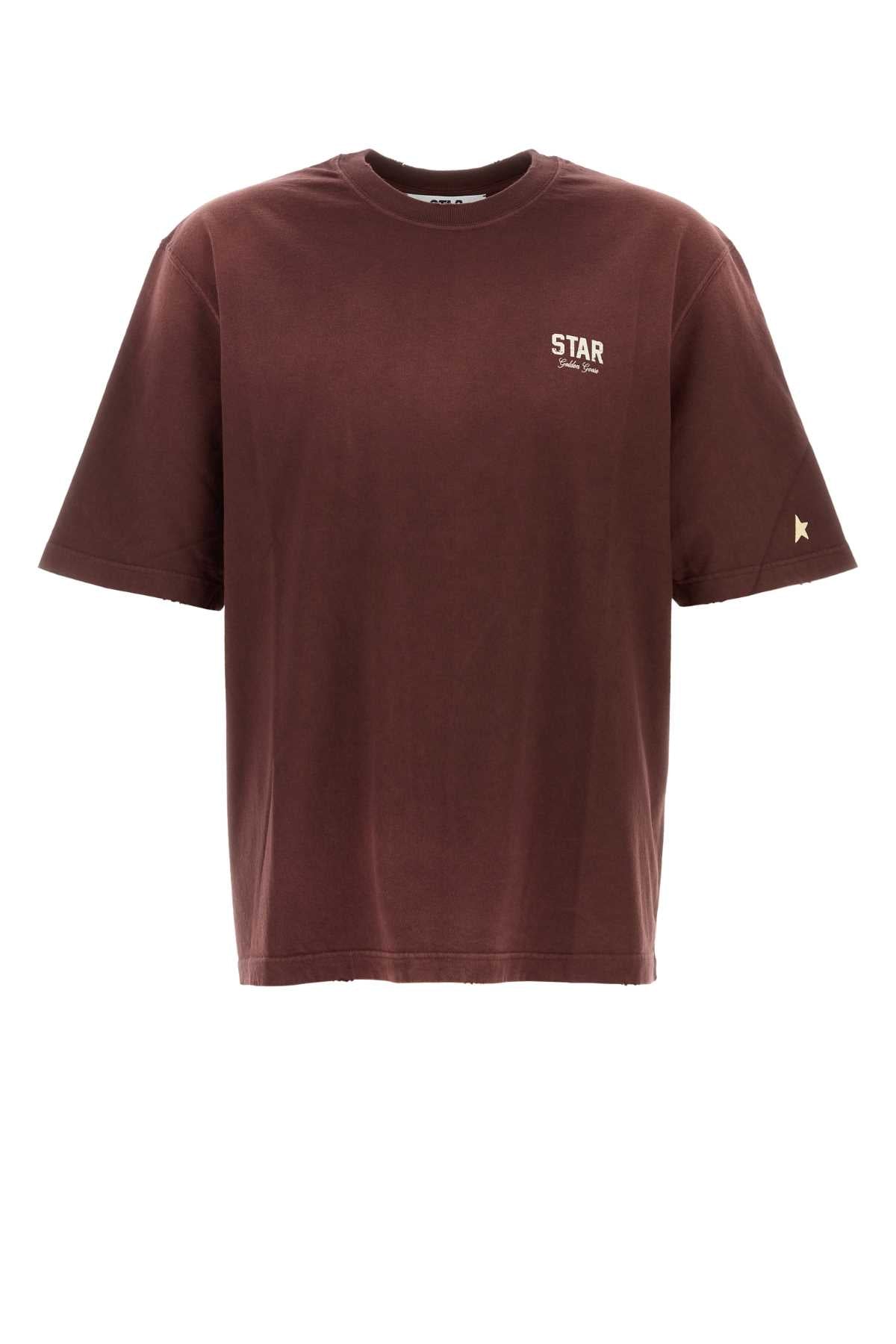 Golden Goose Deluxe Brand Men Burgundy Cotton Oversize T-Shirt GOLDEN GOOSE