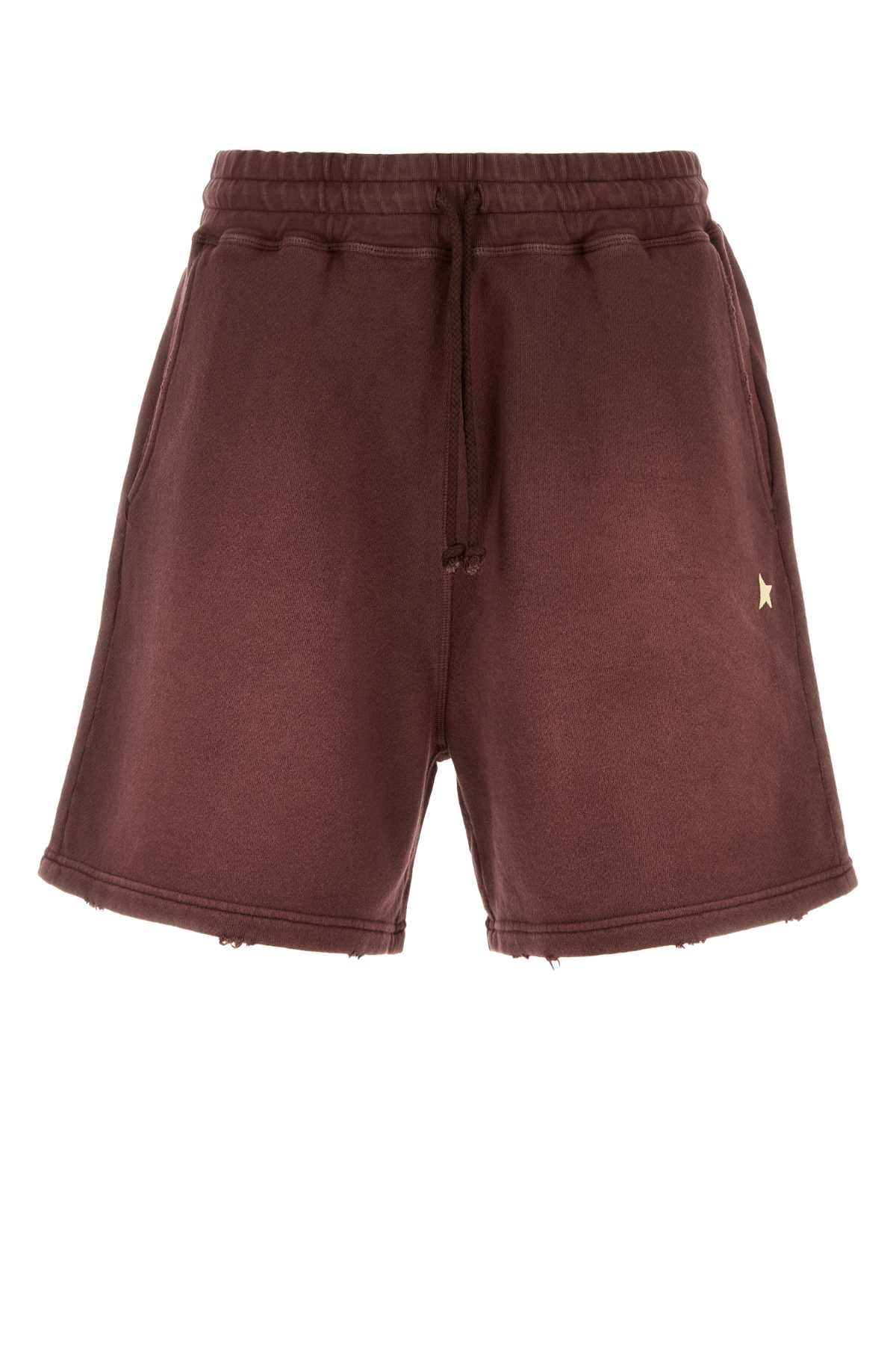 Golden Goose Deluxe Brand Men Burgundy Cotton Bermuda Shorts GOLDEN GOOSE