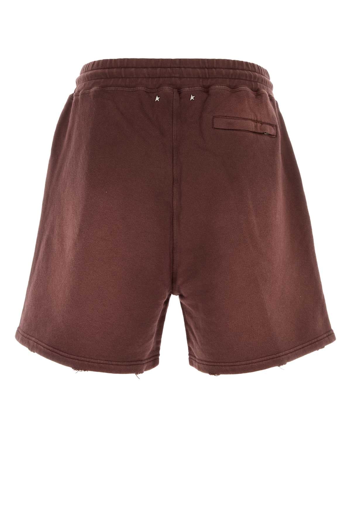 Golden Goose Deluxe Brand Men Burgundy Cotton Bermuda Shorts GOLDEN GOOSE