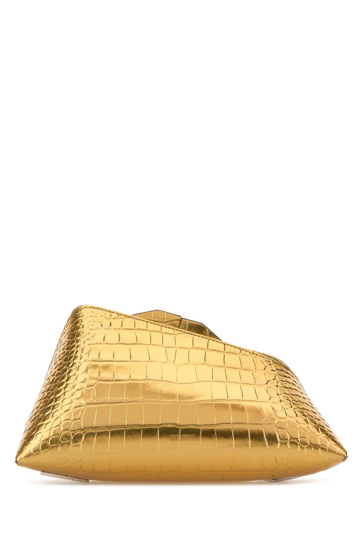 The Attico Women Gold Leather 8.30 Pm Clutch THE ATTICO