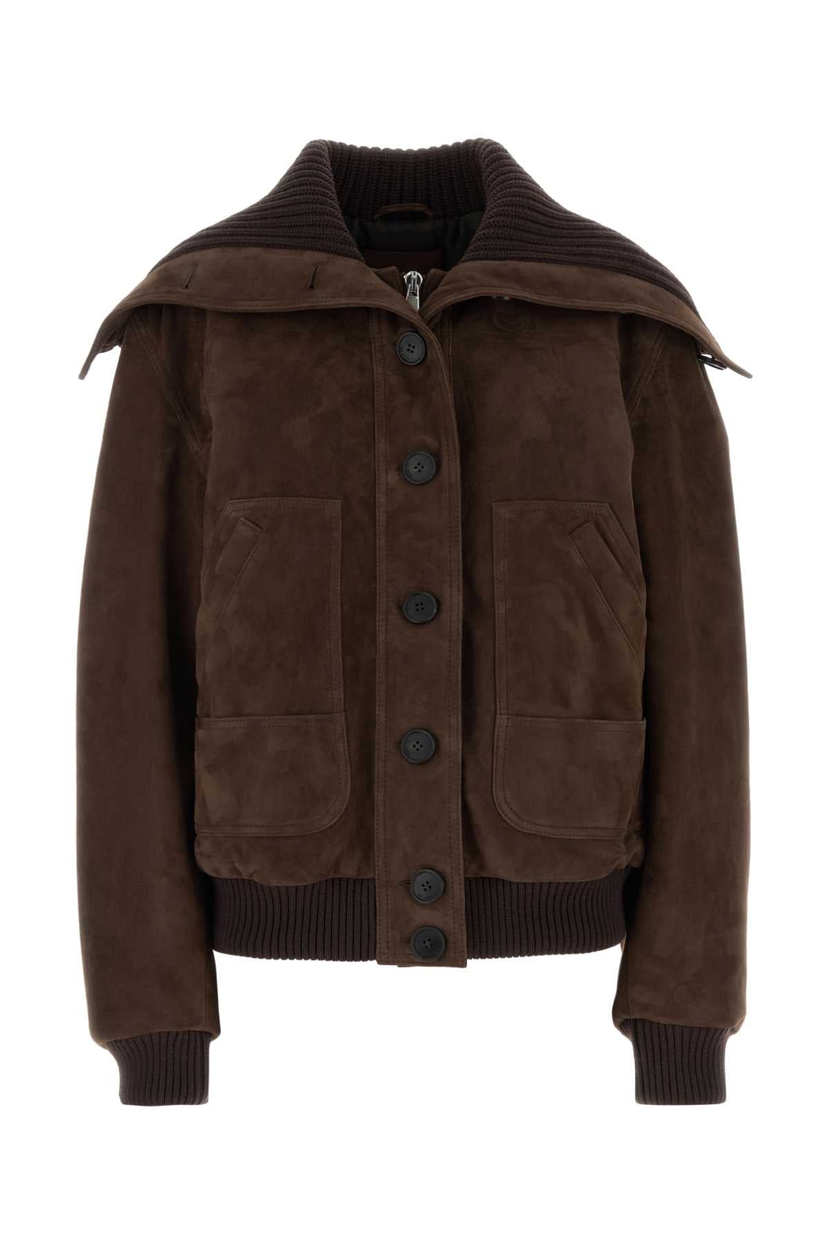 The Attico Women Brown Suede Bomber Jacket THE ATTICO