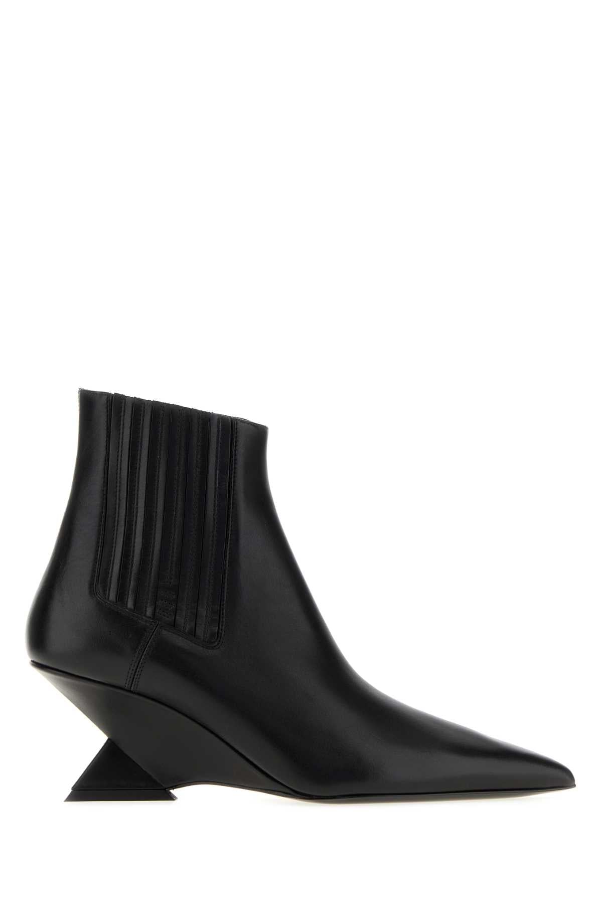 The Attico Women Black Leather Cheope Ankle Boots THE ATTICO
