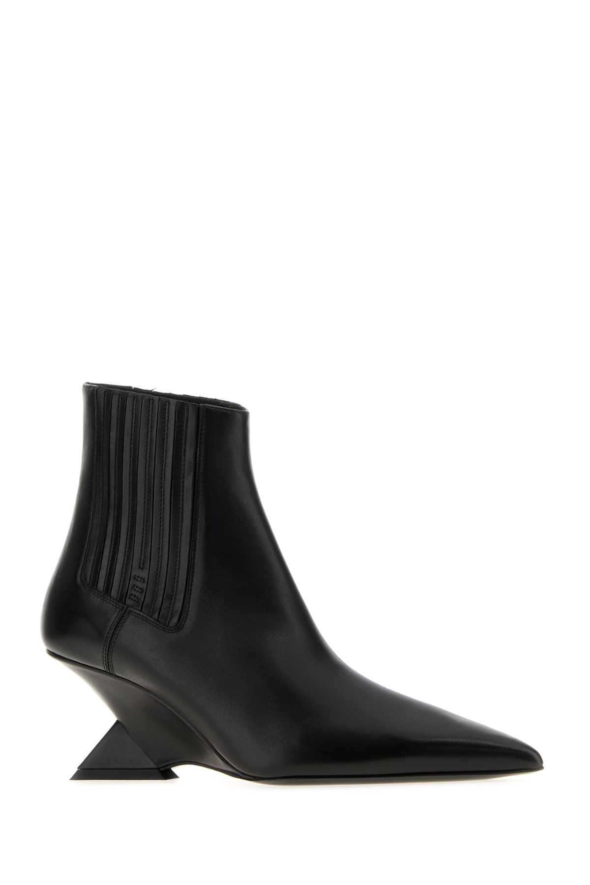 The Attico Women Black Leather Cheope Ankle Boots THE ATTICO