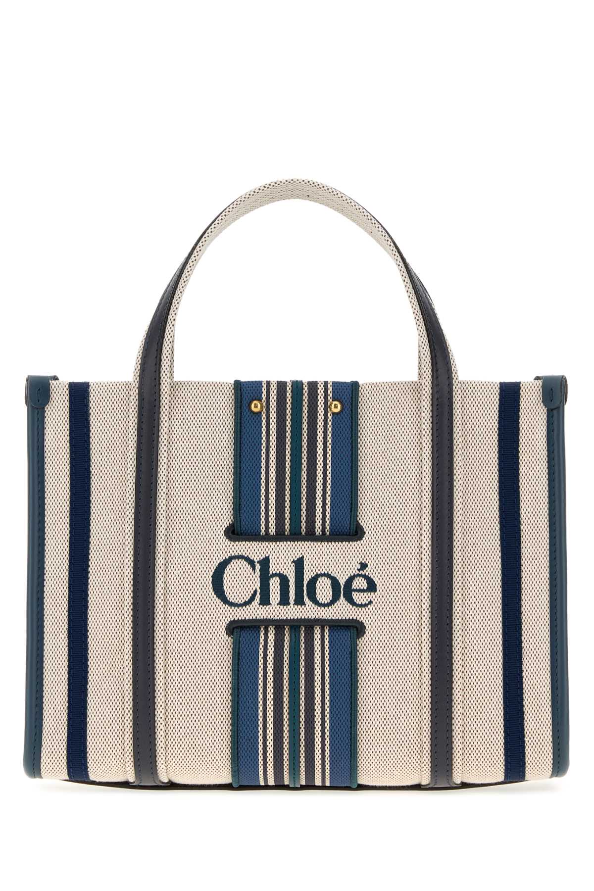 Chloe Women Embroidered Canvas Woody Loop Shopping Bag CHLOE