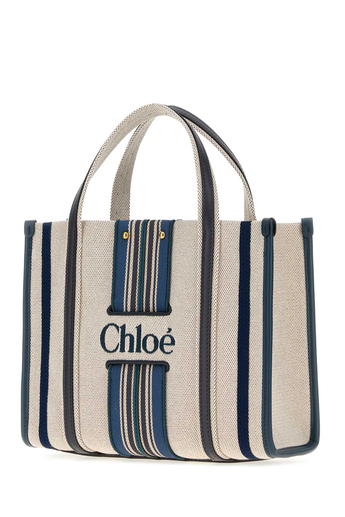 Chloe Women Embroidered Canvas Woody Loop Shopping Bag CHLOE