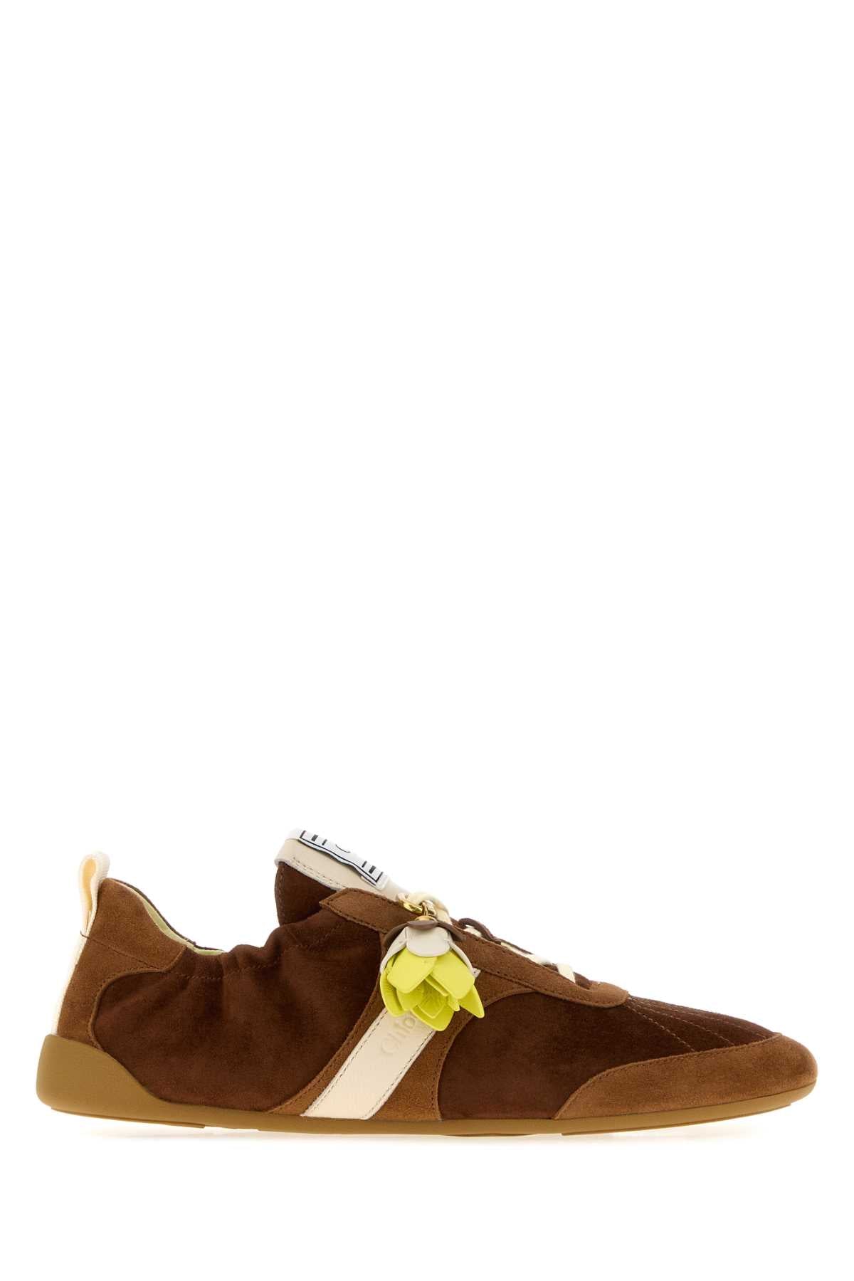 Chloe Women Brown Suede Chloe Kick Sneakers CHLOE