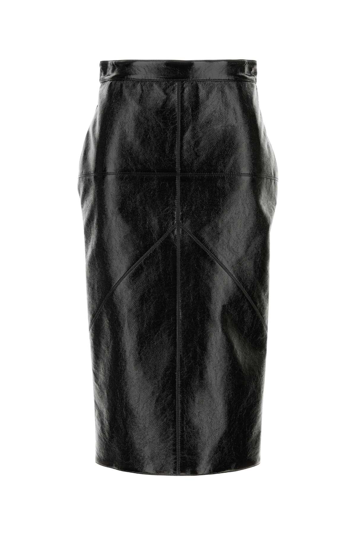 Lanvin Women Black Synthetic Leather Skirt LANVIN