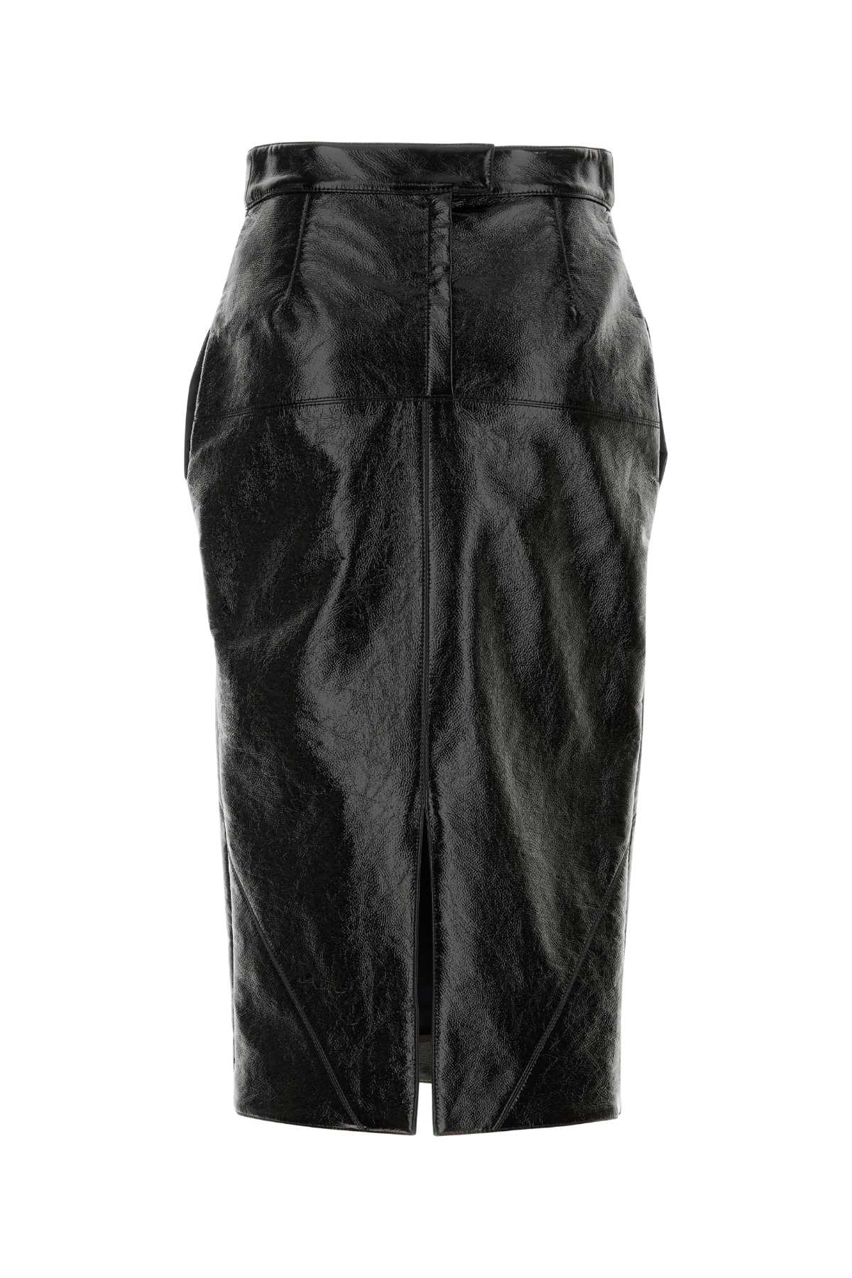 Lanvin Women Black Synthetic Leather Skirt LANVIN