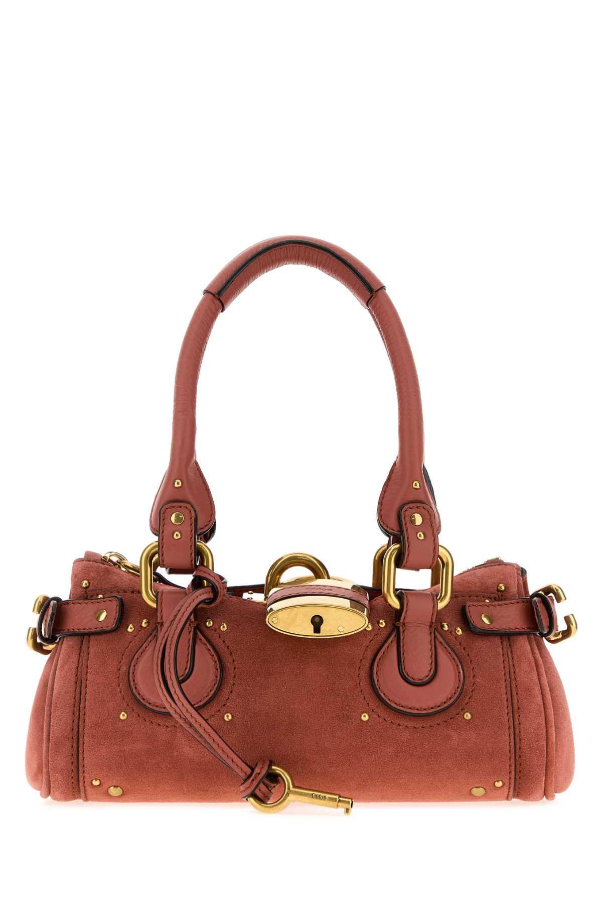 Chloe Women Dark Pink Suede Small Paddington Handbag CHLOE
