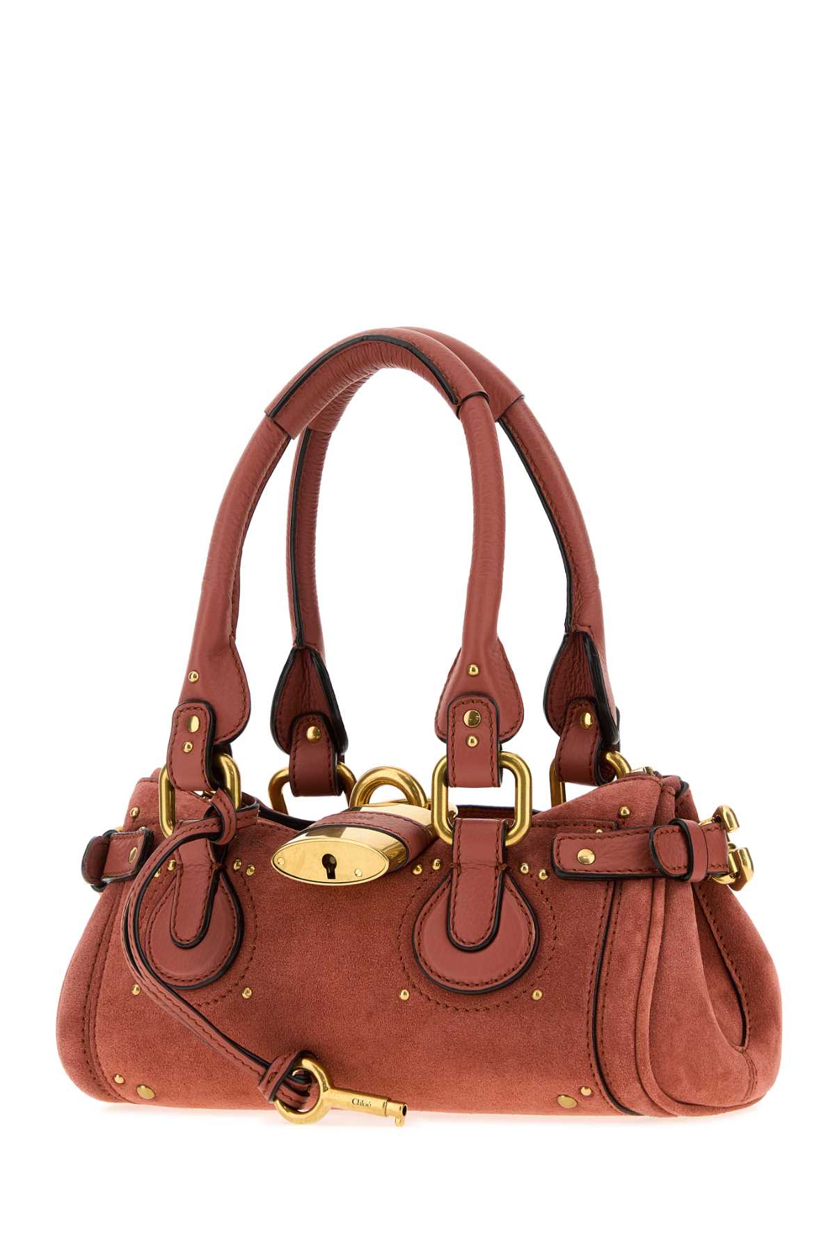 Chloe Women Dark Pink Suede Small Paddington Handbag CHLOE