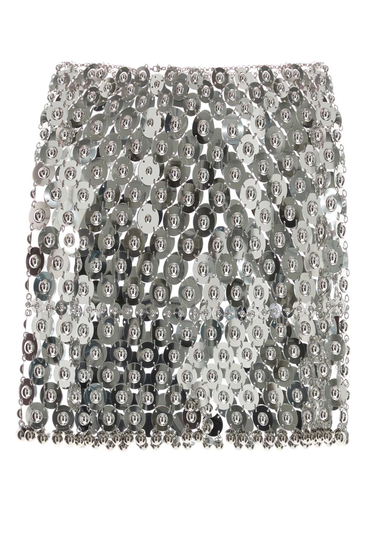 Rabanne Women Silver Metal Knit Mini Skirt PACO RABANNE
