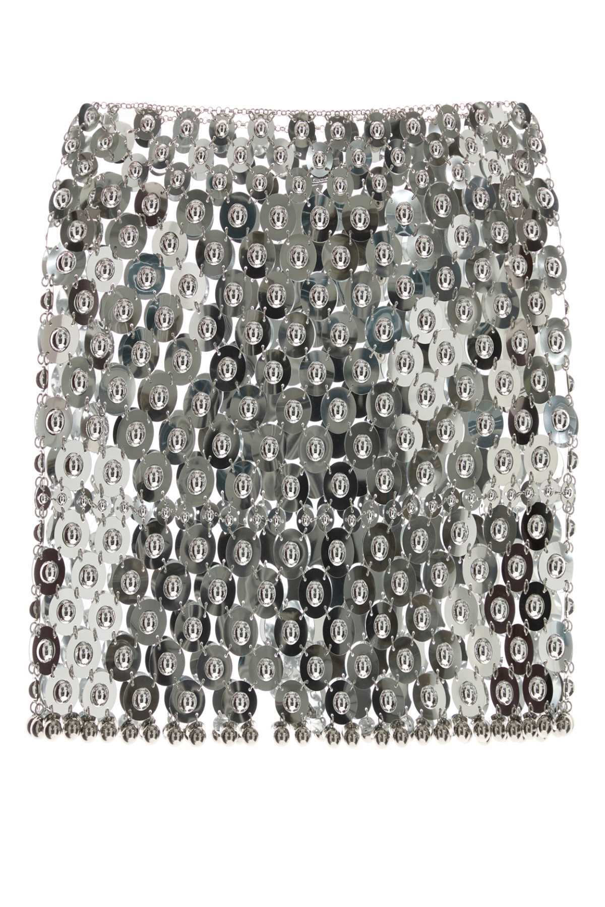 Rabanne Women Silver Metal Knit Mini Skirt PACO RABANNE