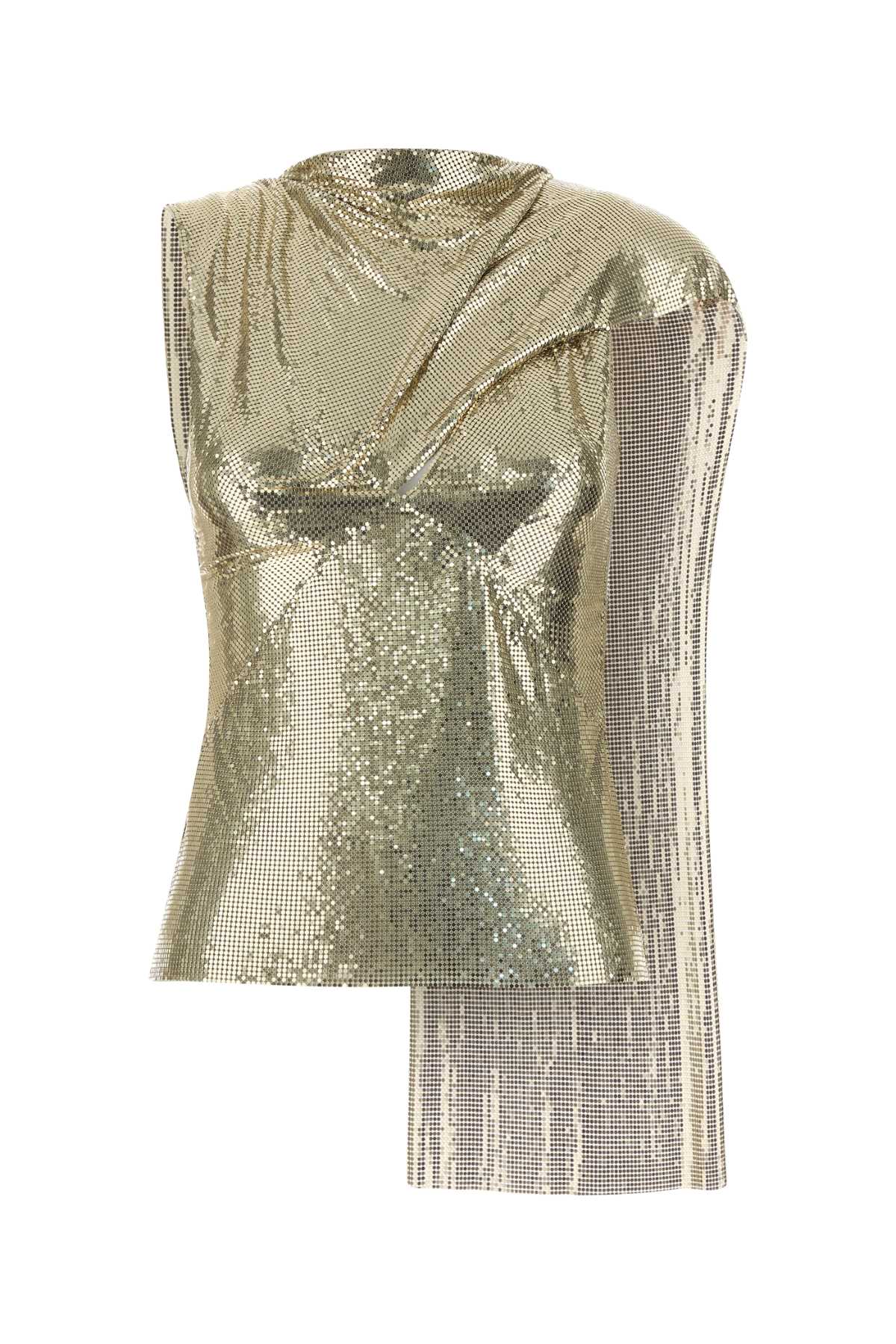 Rabanne Women Gold Metal Knit Top