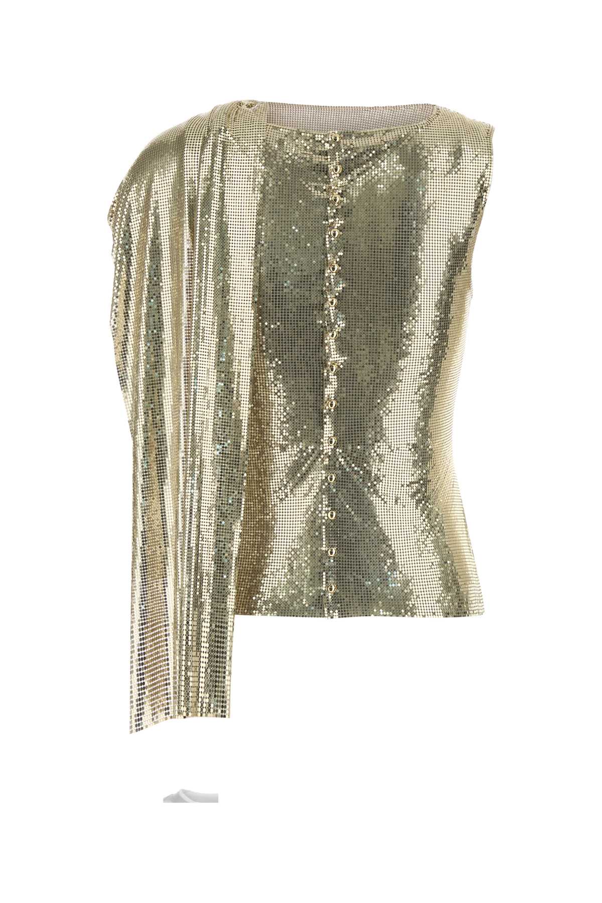 Rabanne Women Gold Metal Knit Top