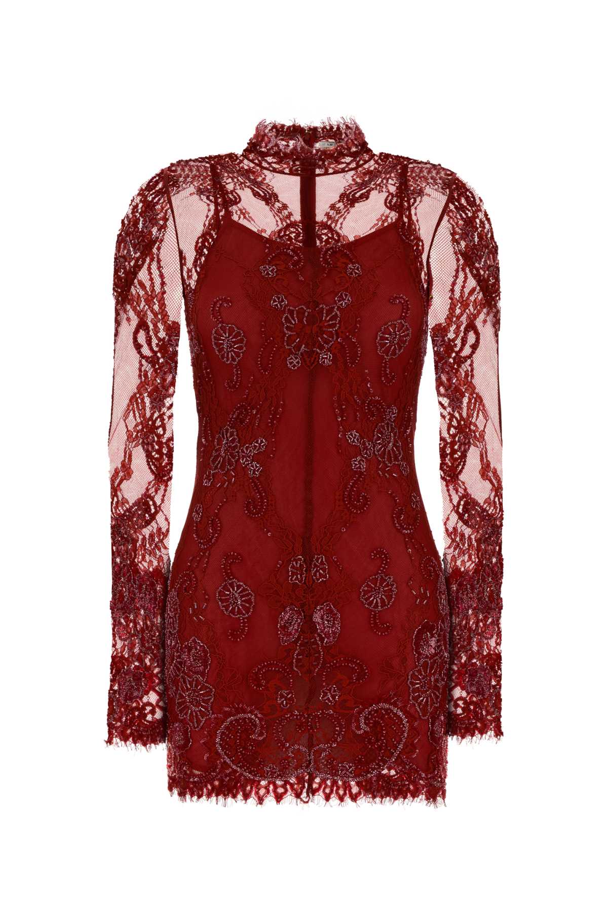 Blumarine Women Red Lace Mini Dress BLUMARINE