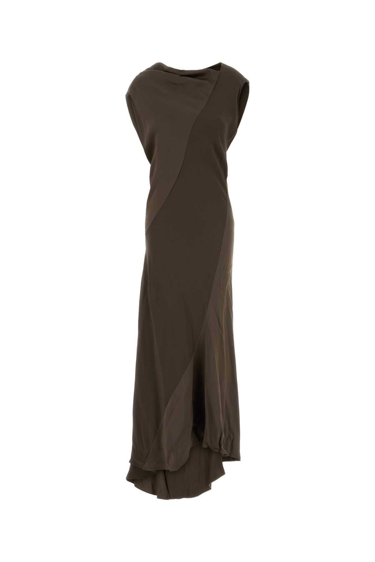 Alberta Ferretti Women Mud Satin Long Dress ALBERTA FERRETTI