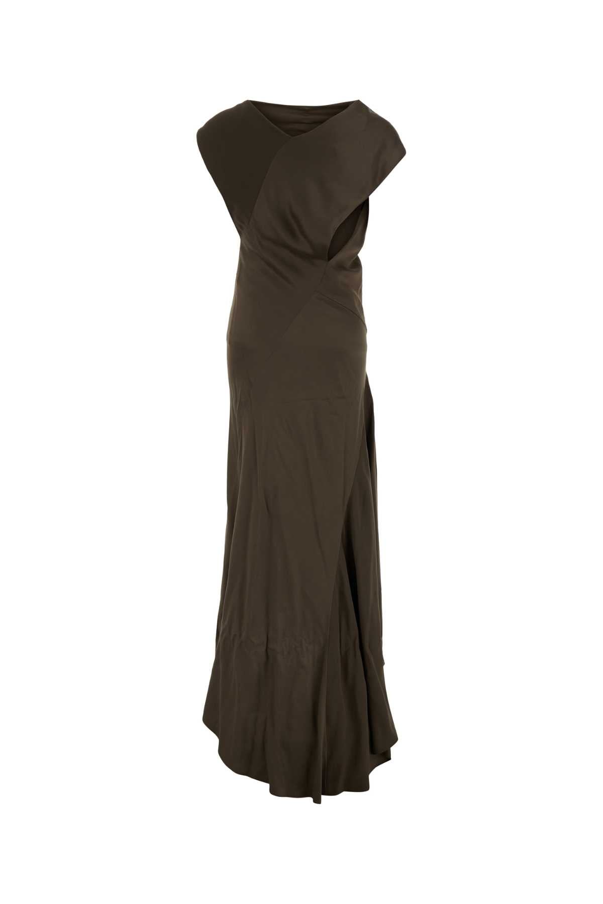 Alberta Ferretti Women Mud Satin Long Dress ALBERTA FERRETTI