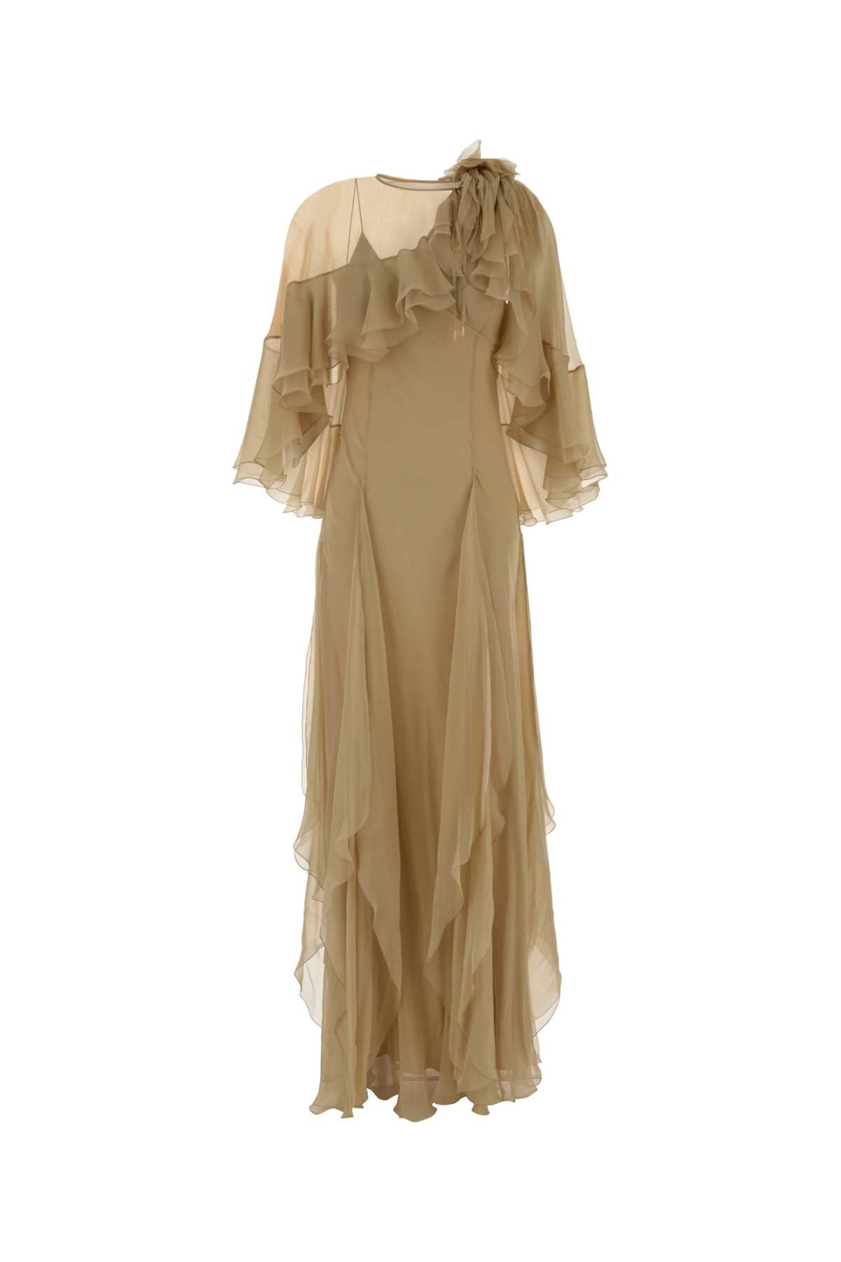Alberta Ferretti Women Beige Silk Long Dress ALBERTA FERRETTI