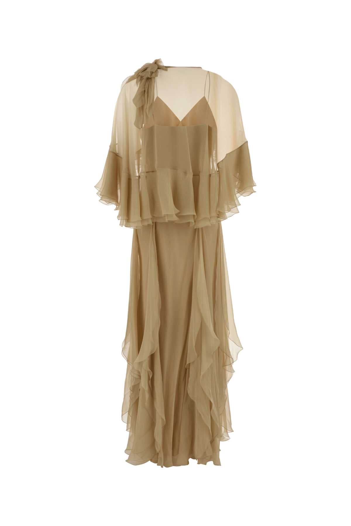 Alberta Ferretti Women Beige Silk Long Dress ALBERTA FERRETTI
