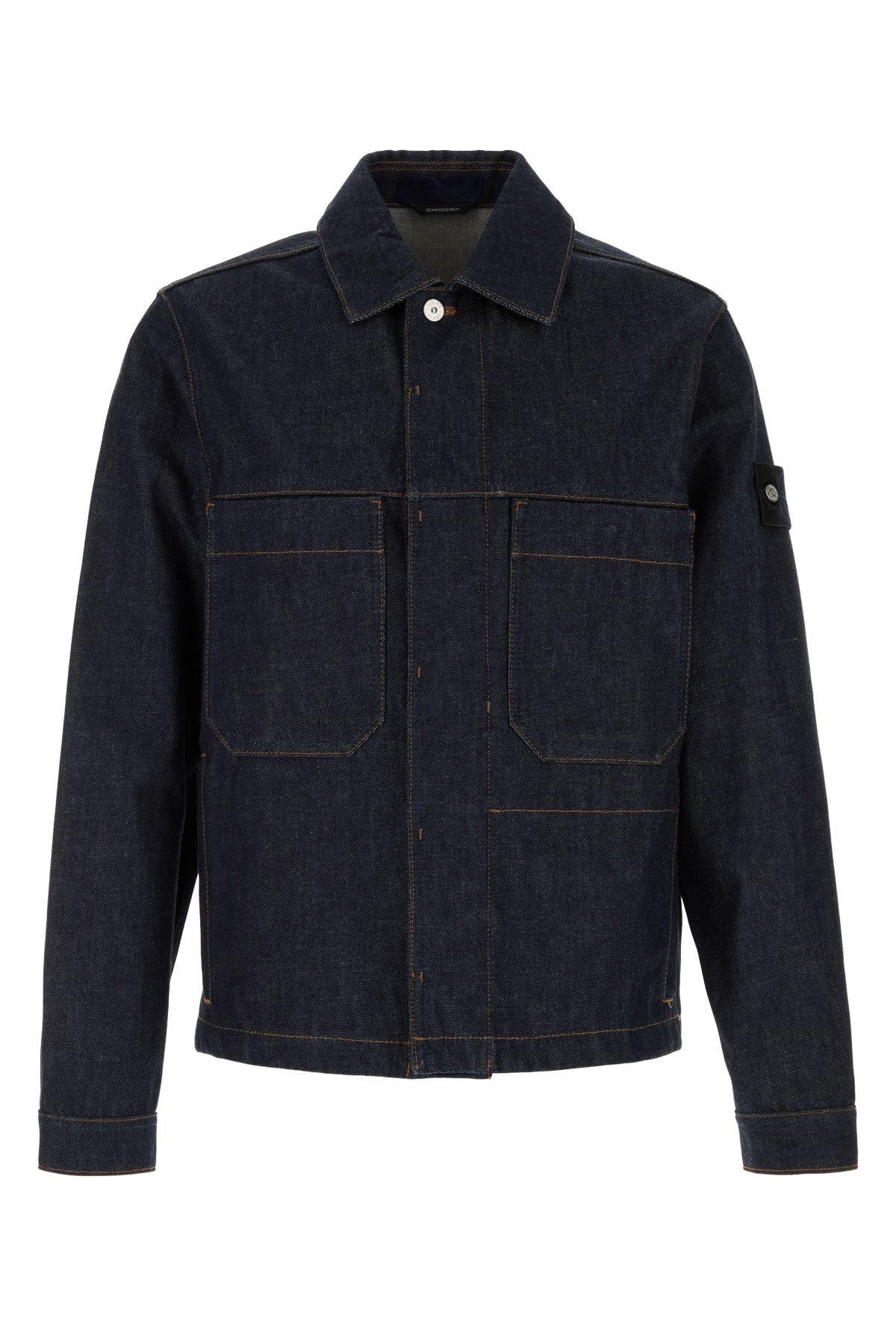 Stone Island Men Biker Jacket - Blue Raw STONE ISLAND