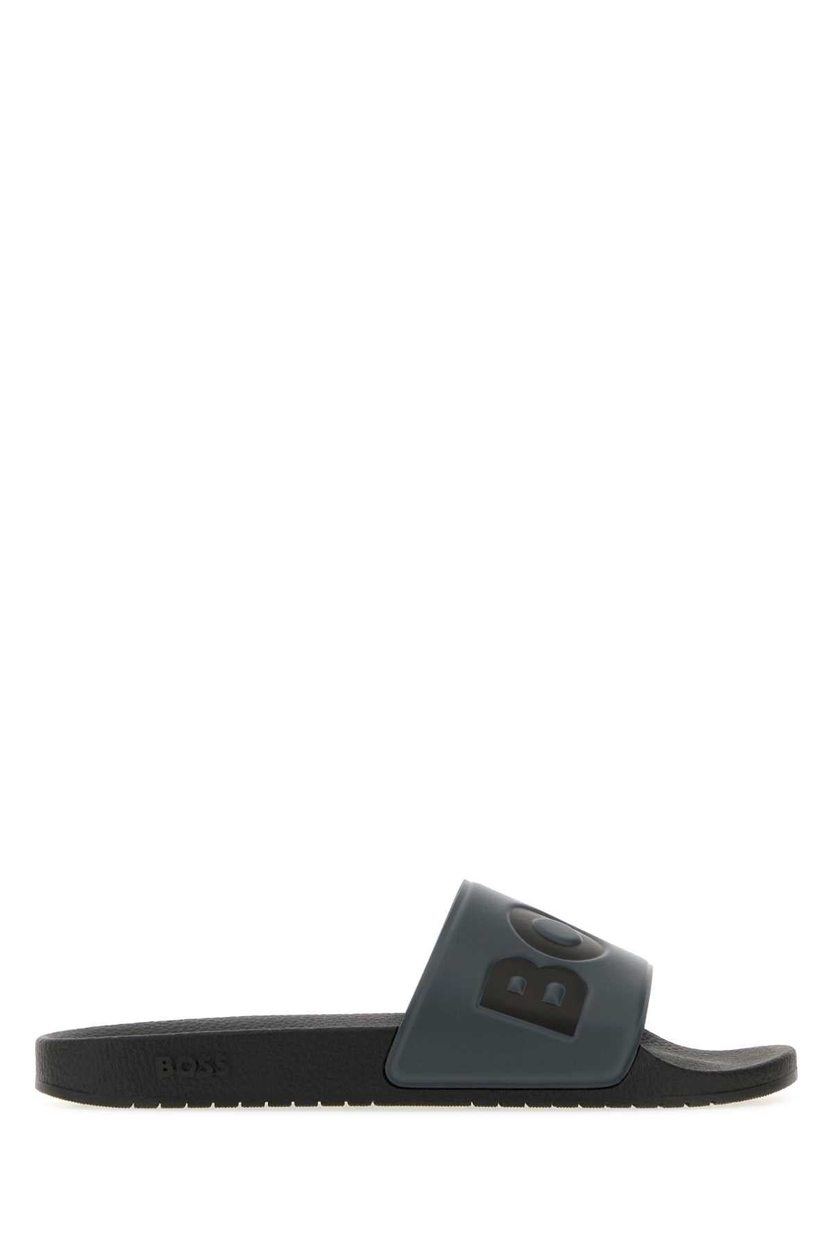 Boss Men Dark Grey Rubber Slippers BOSS