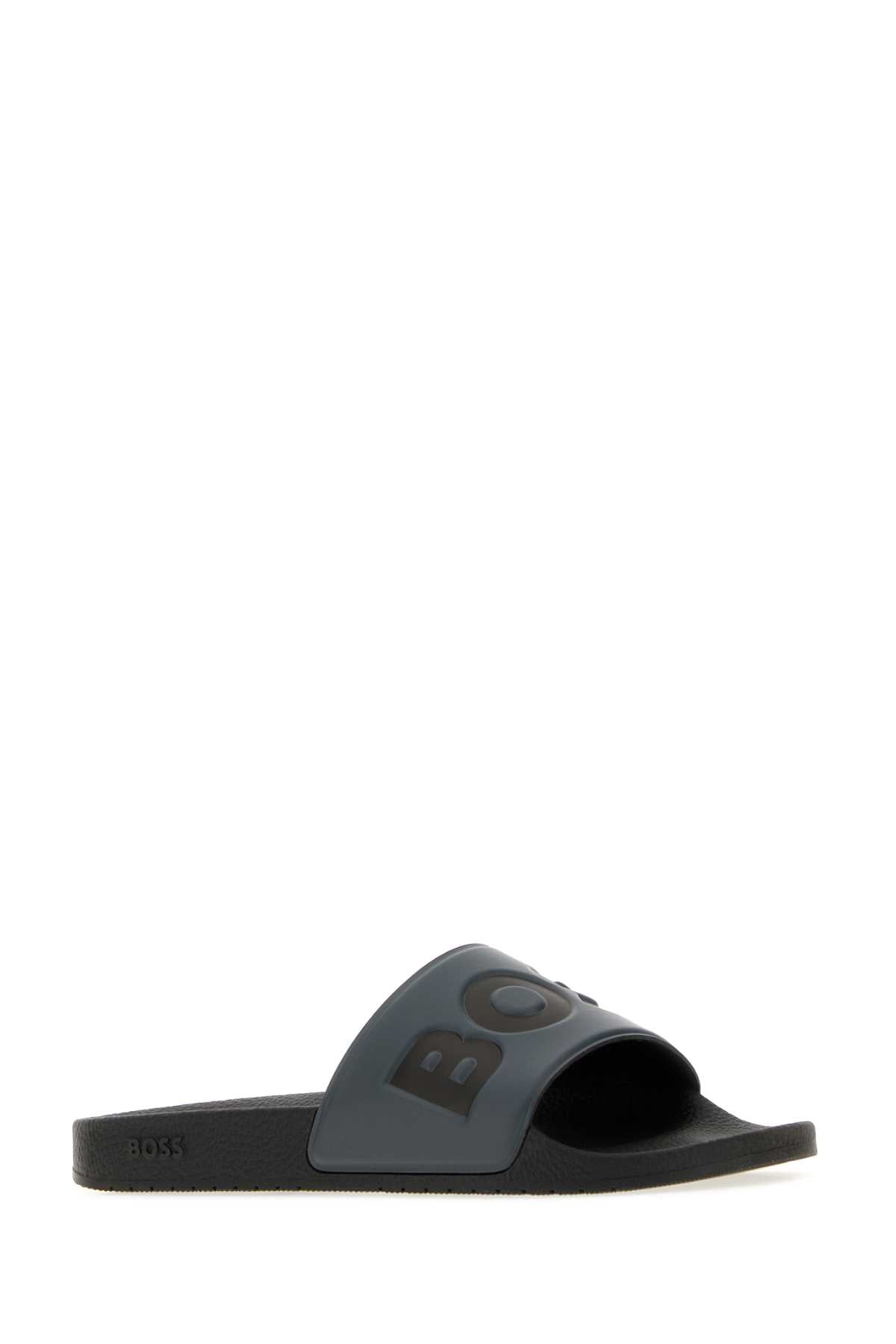 Boss Men Dark Grey Rubber Slippers BOSS