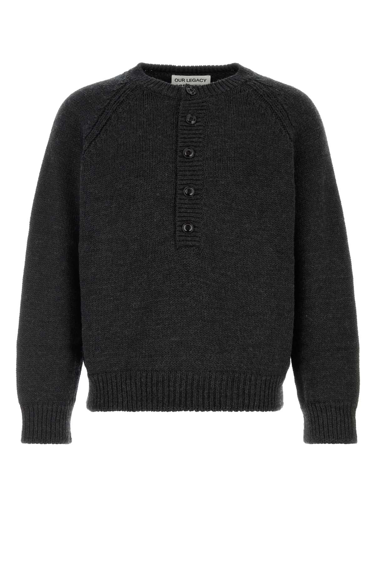 Our Legacy Men Charcoal Wool Shore Sweater OUR LEGACY