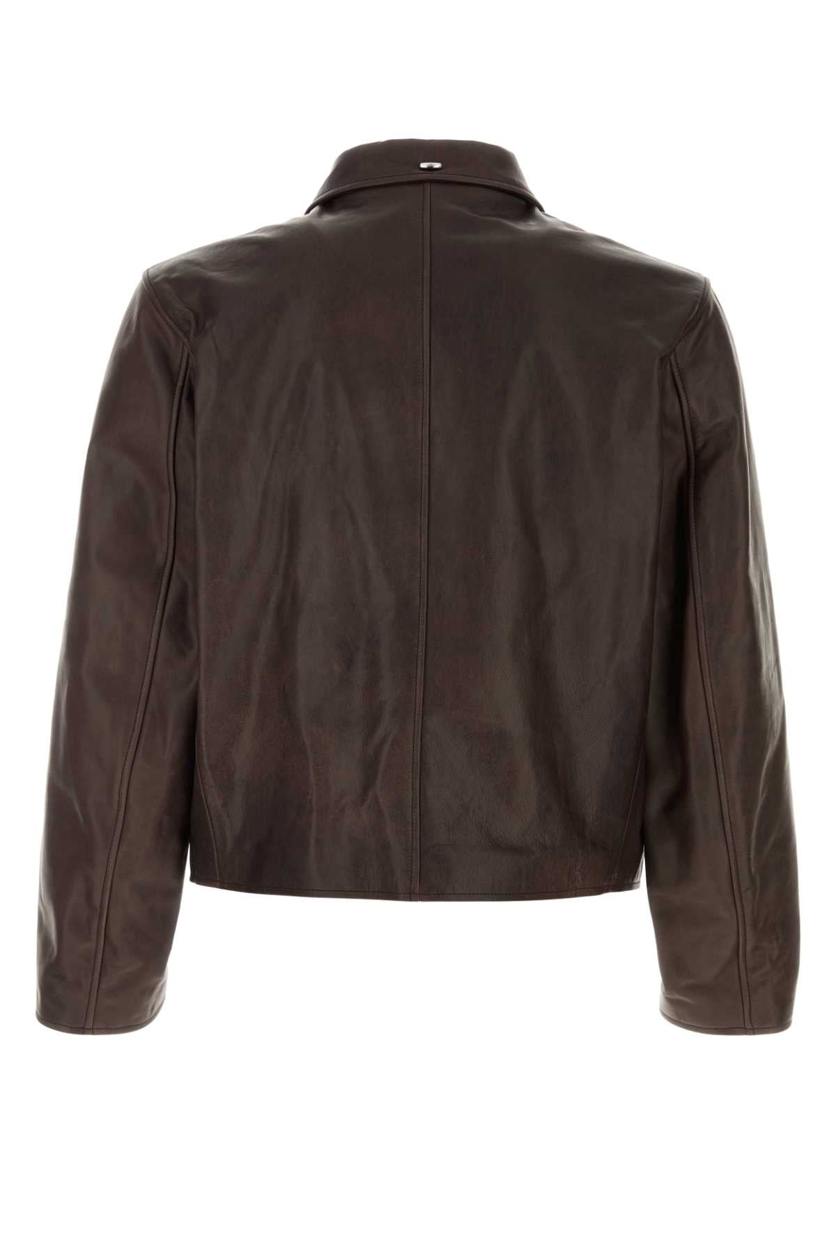 Our Legacy Men Brown Leather Jacket OUR LEGACY