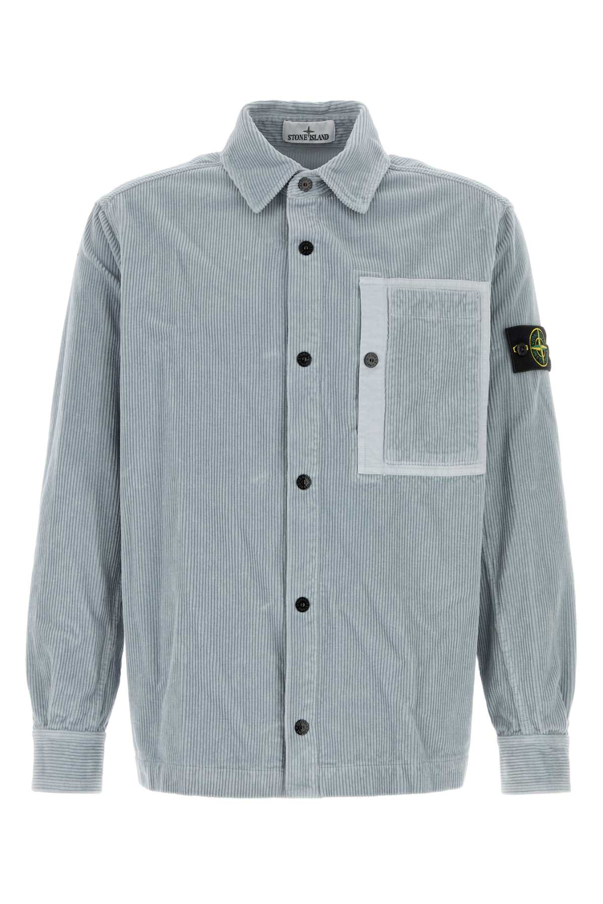 Stone Island Men Powder Blue Corduroy Shirt STONE ISLAND