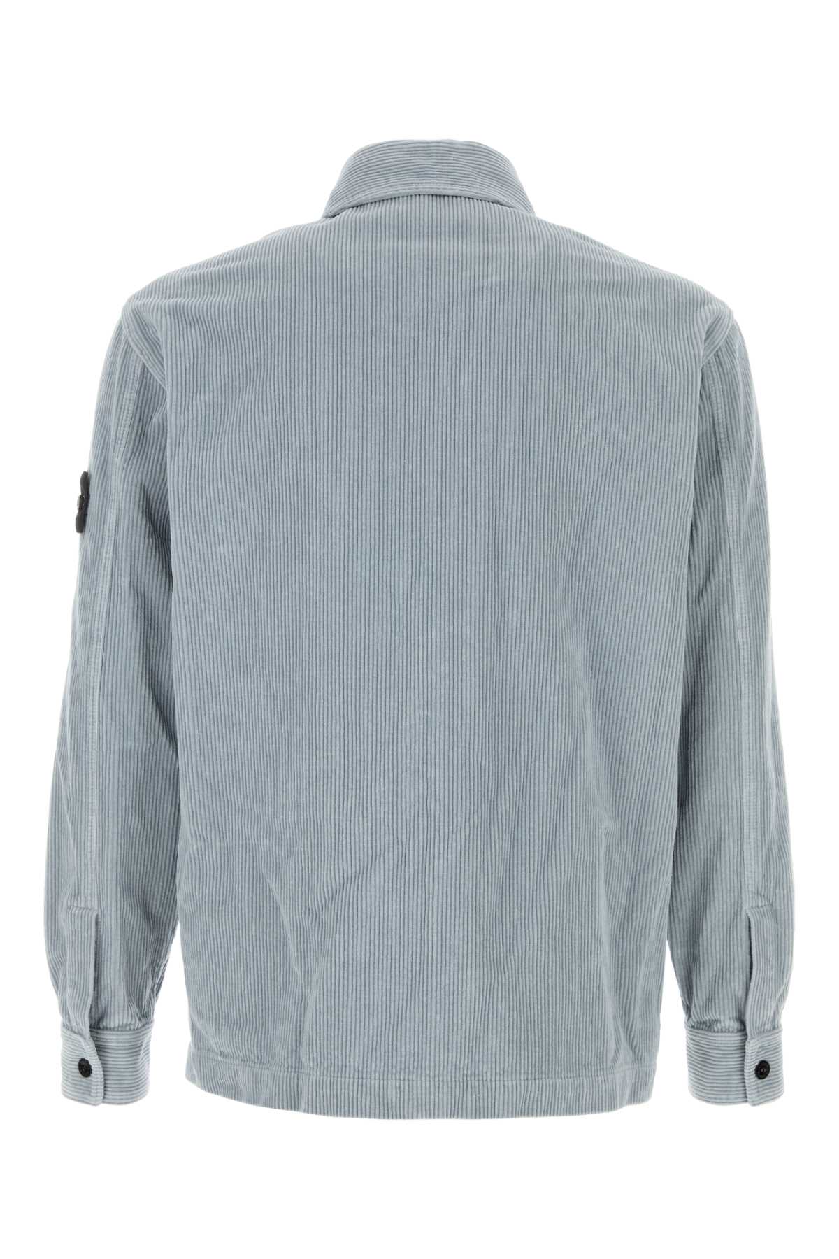 Stone Island Men Powder Blue Corduroy Shirt STONE ISLAND