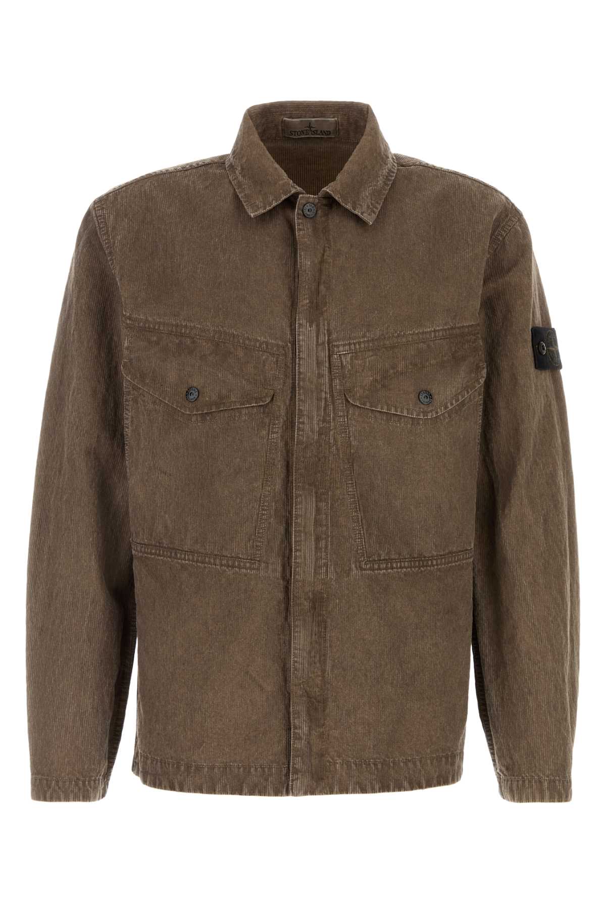 Stone Island Men Brown Cotton Blend Shirt STONE ISLAND