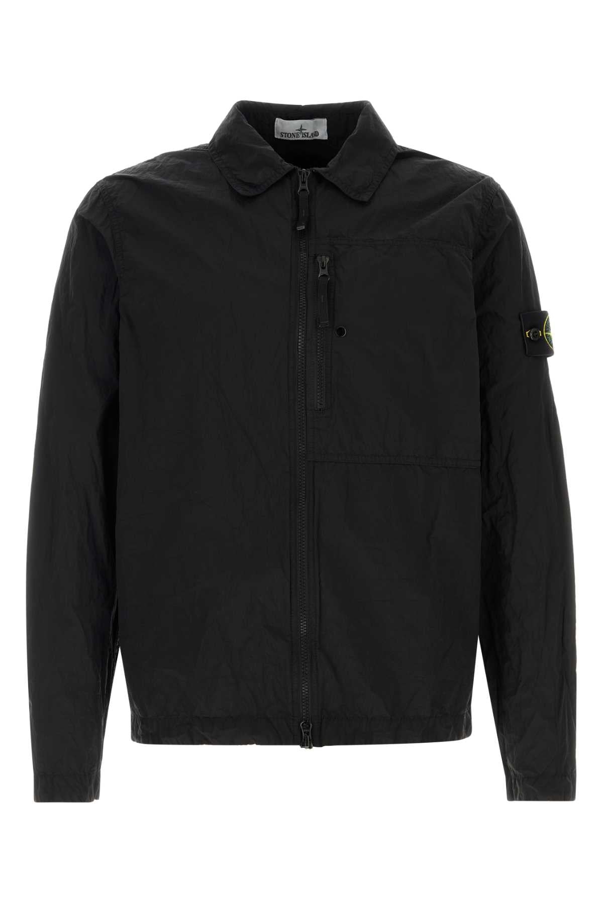Stone Island Men Black Nylon Shirt STONE ISLAND