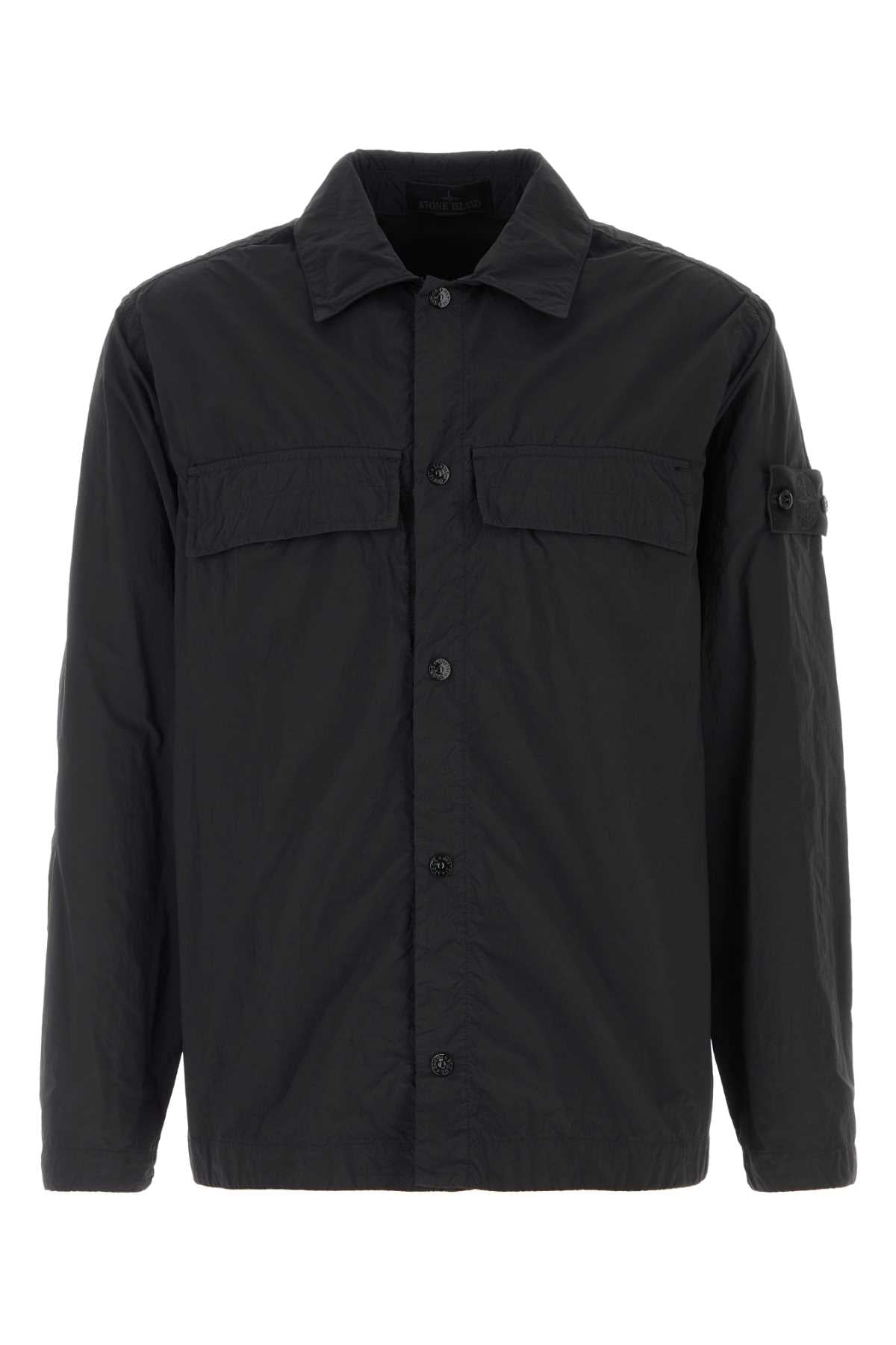 Stone Island Men Black Nylon Shirt STONE ISLAND