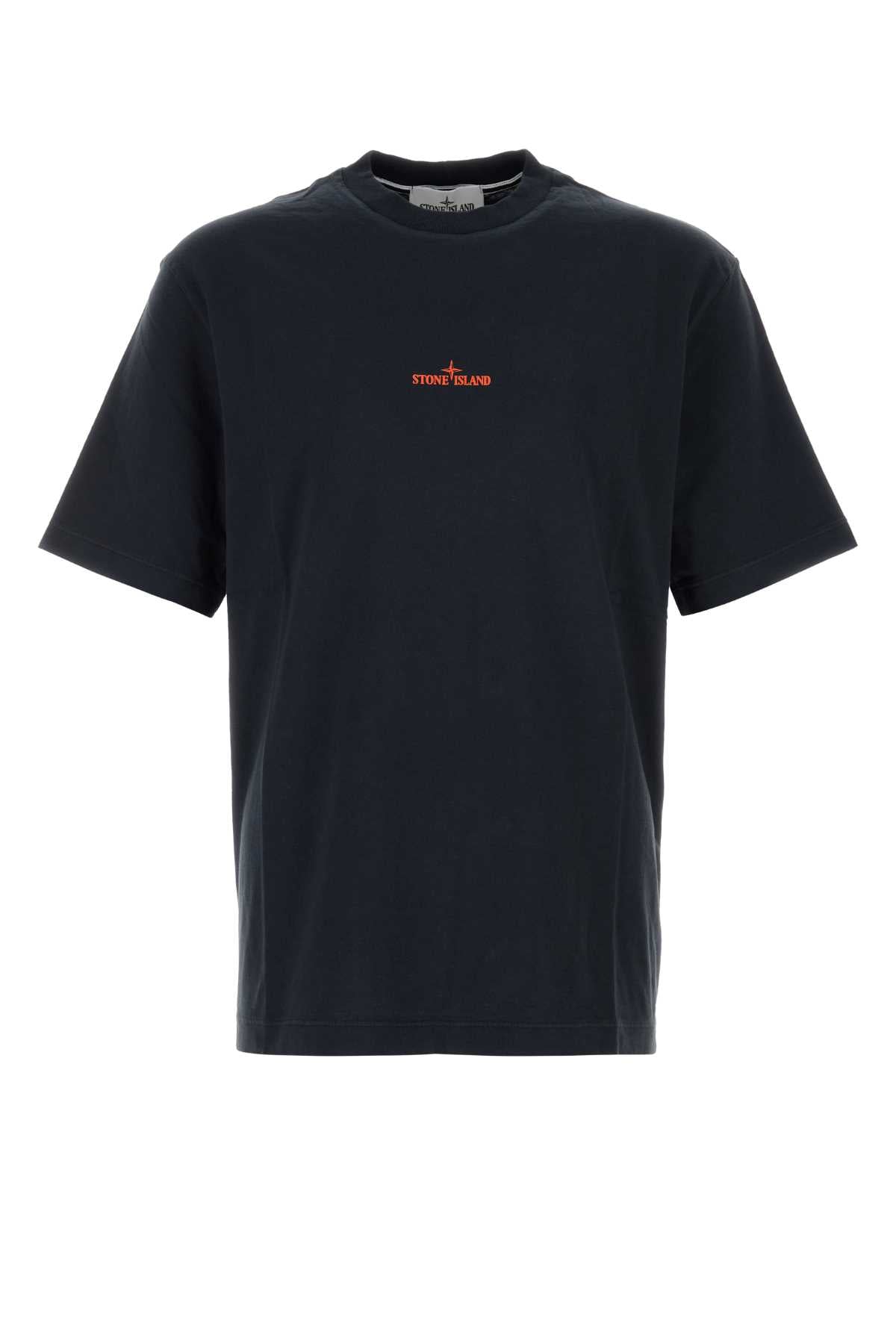 Stone Island Men Navy Blue Cotton T-Shirt STONE ISLAND