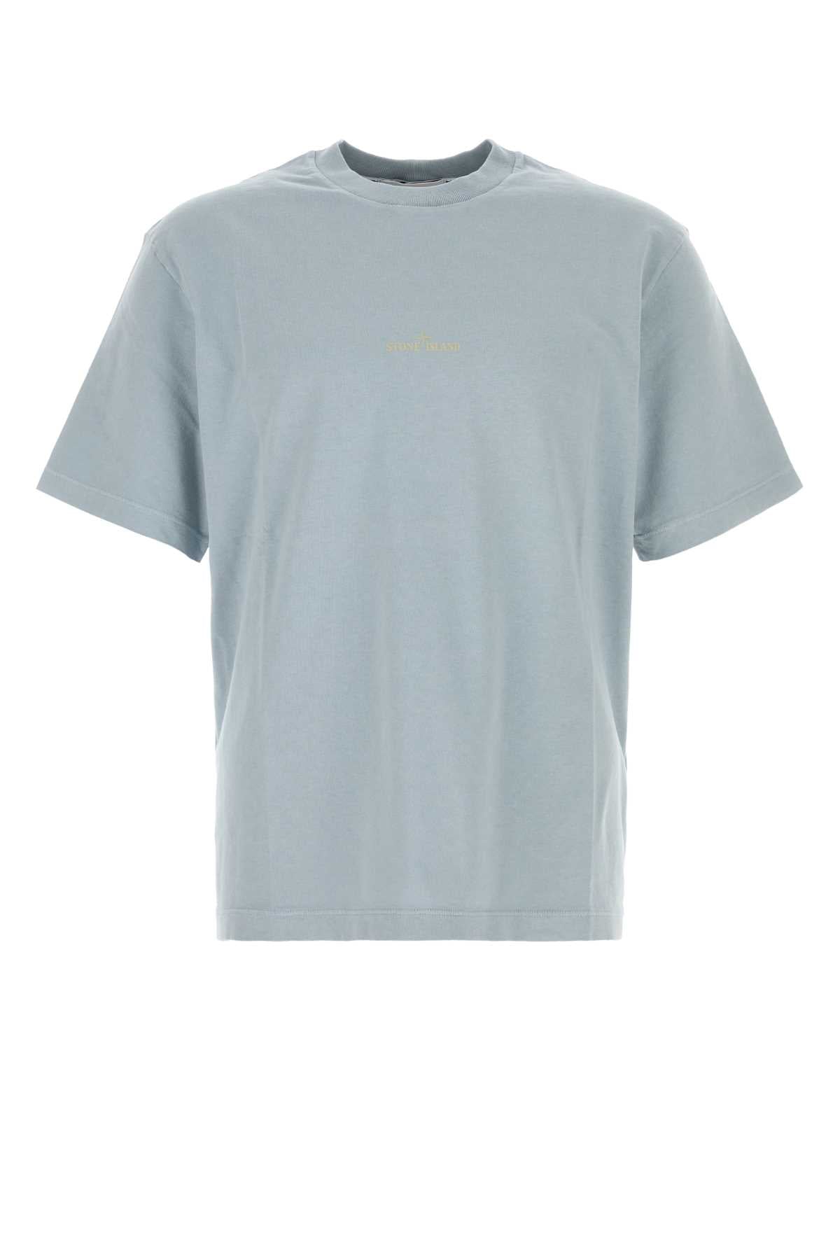 Stone Island Men Powder Blue Cotton T-Shirt STONE ISLAND