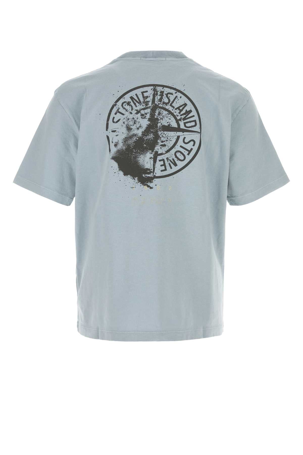 Stone Island Men Powder Blue Cotton T-Shirt STONE ISLAND