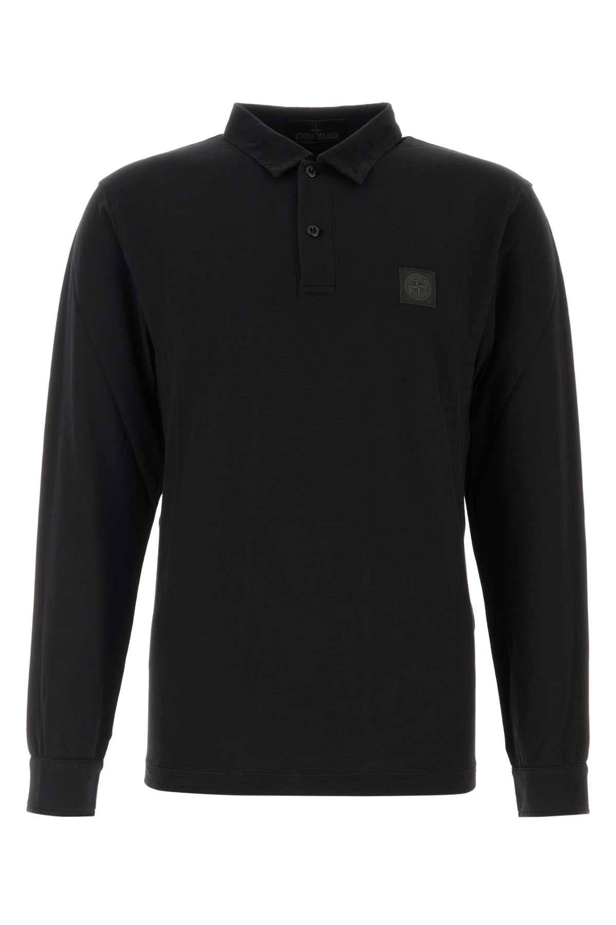 Stone Island Men Black Cotton Polo Shirt STONE ISLAND