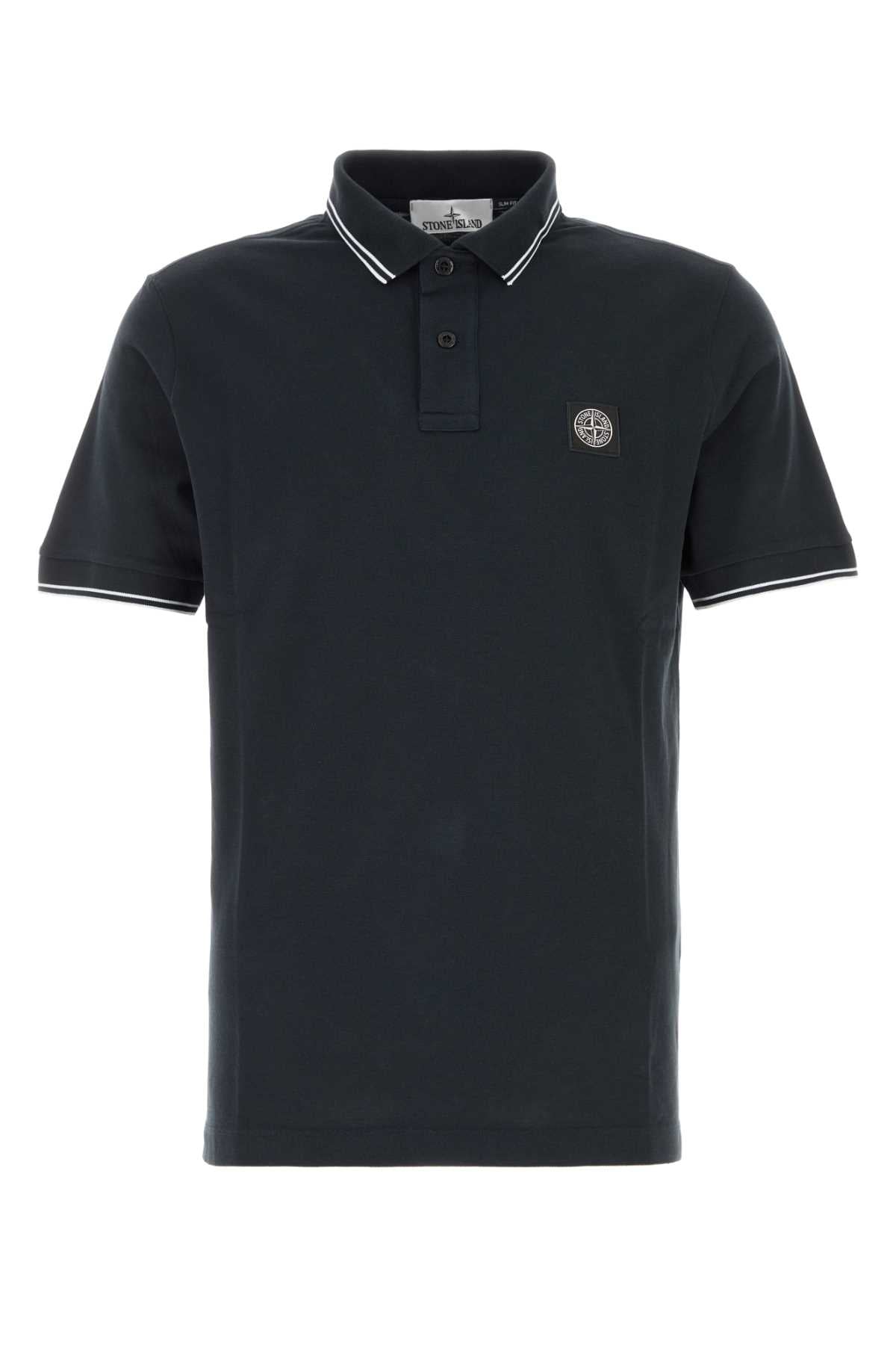 Stone Island Men Midnight Blue Stretch Piquet Polo Shirt STONE ISLAND