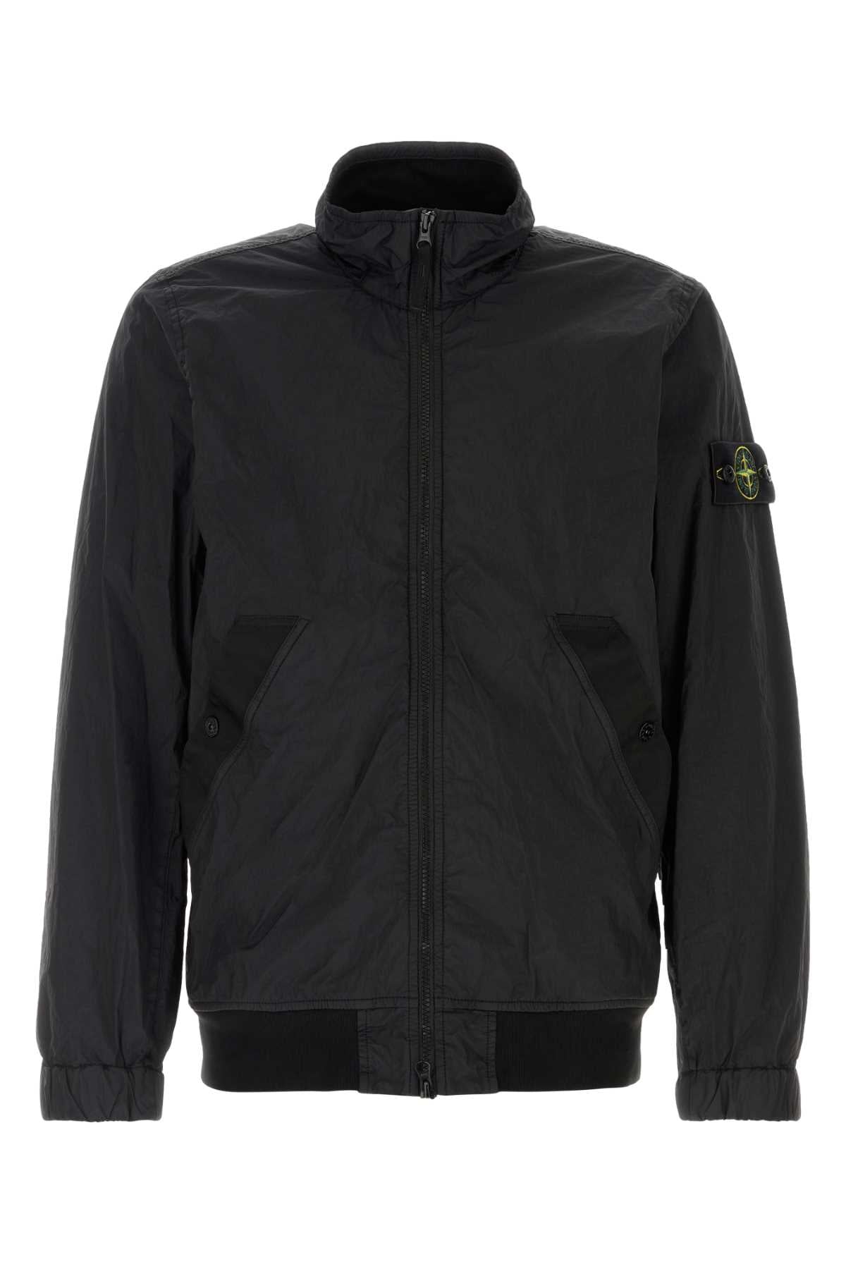 Stone Island Men Black Nylon Bomber Jacket STONE ISLAND