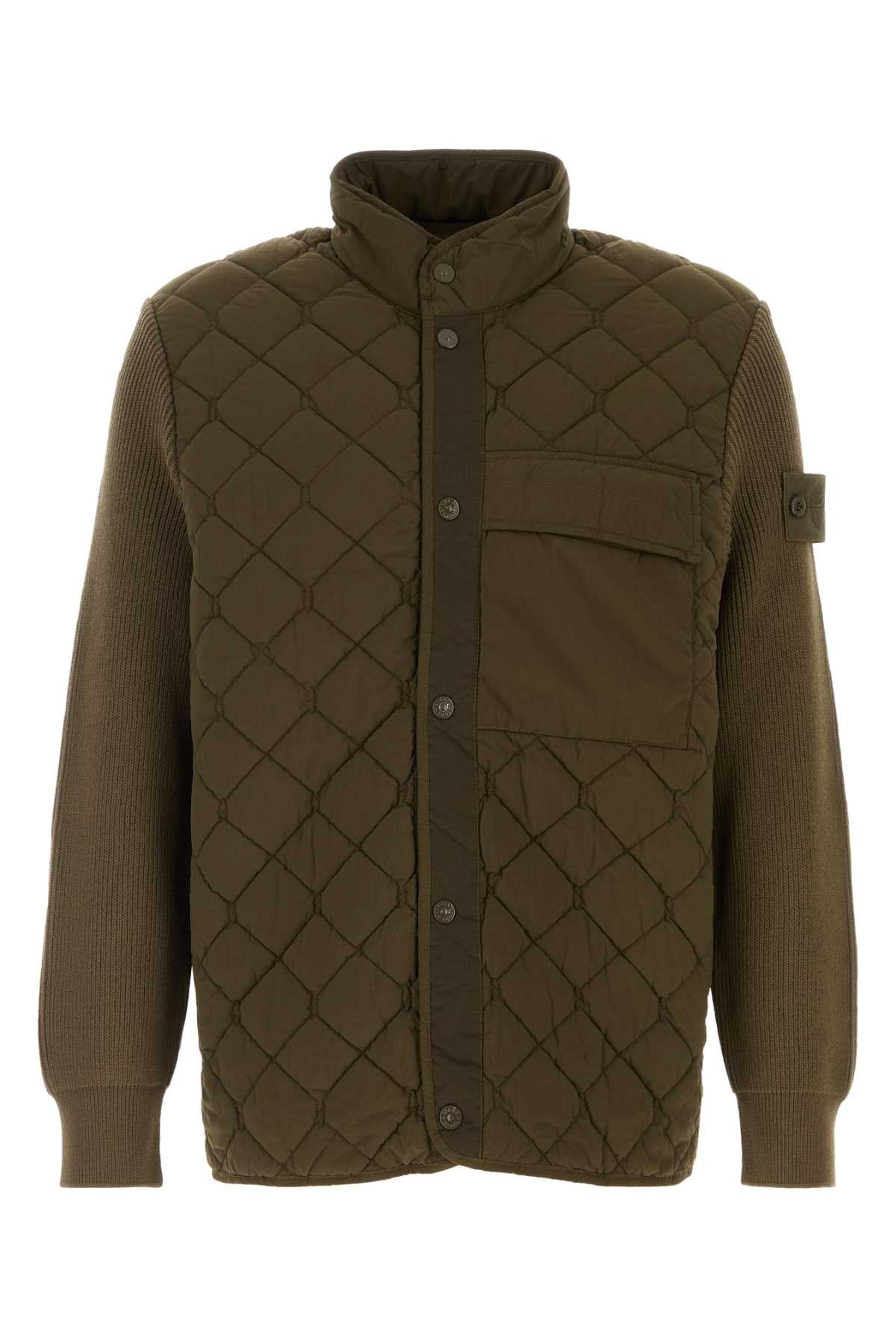 Stone Island Men Army Green Nylon Jacket STONE ISLAND