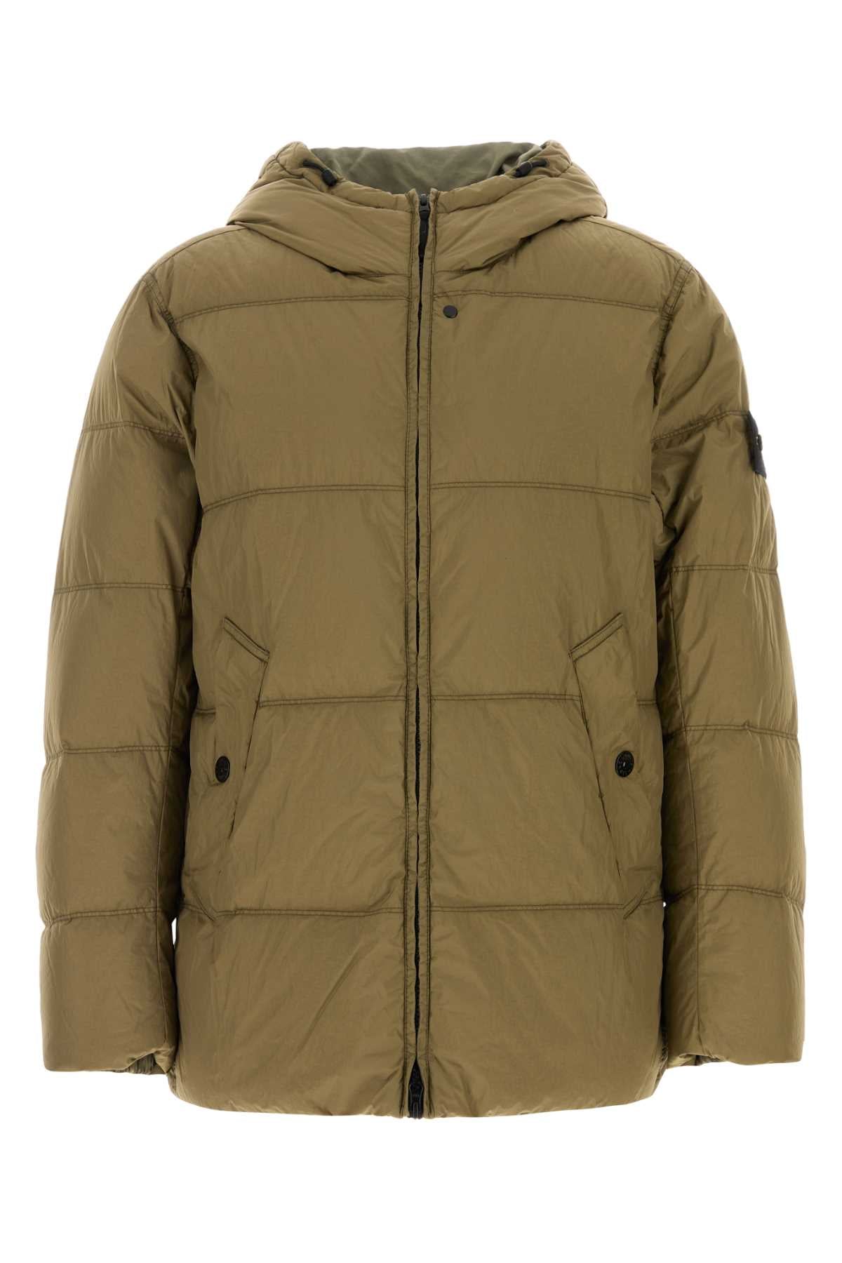 Stone Island Men Army Green Nylon Down Jacket STONE ISLAND