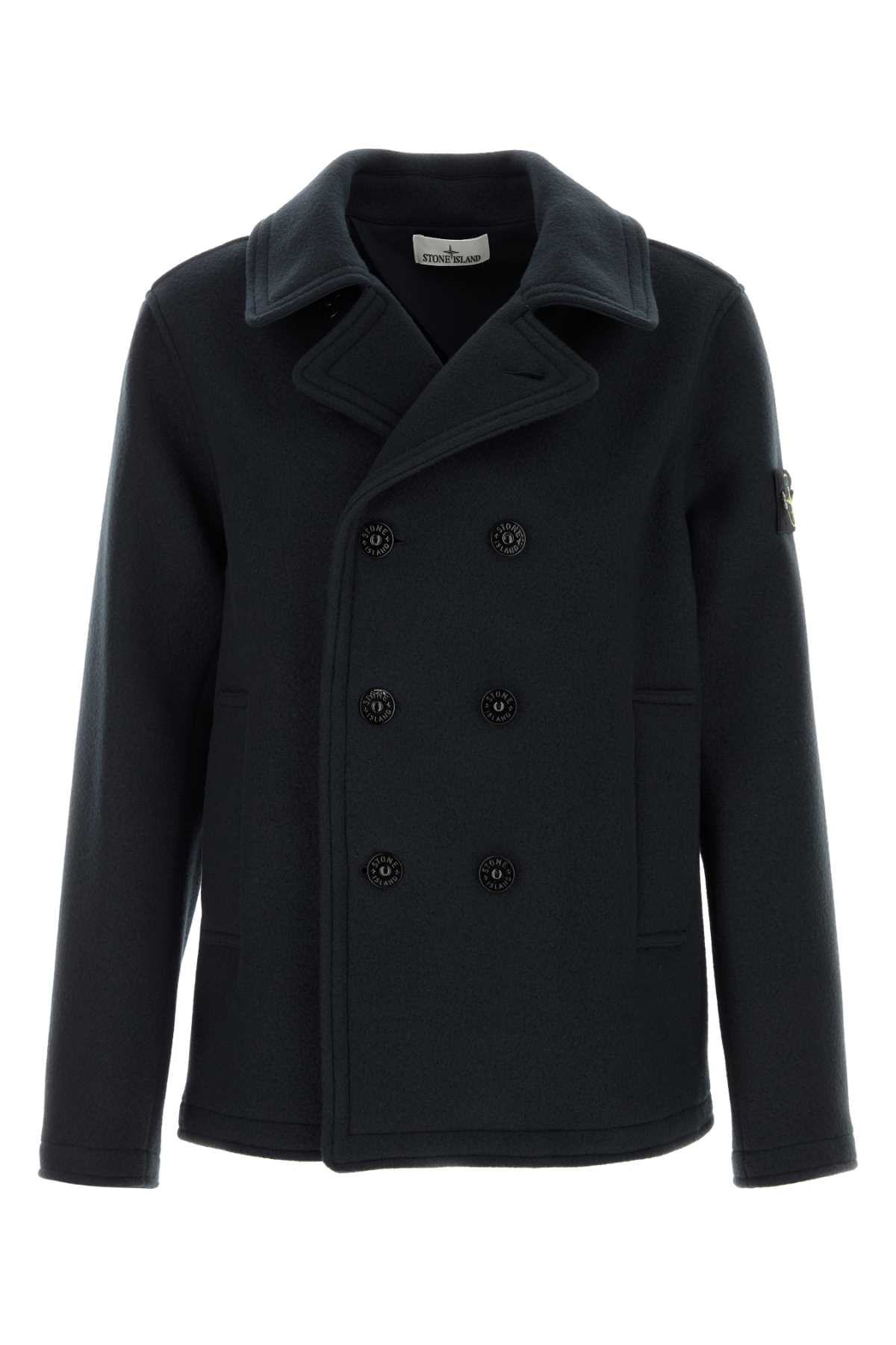 Stone Island Men Midnight Blue Wool Blend Coat STONE ISLAND