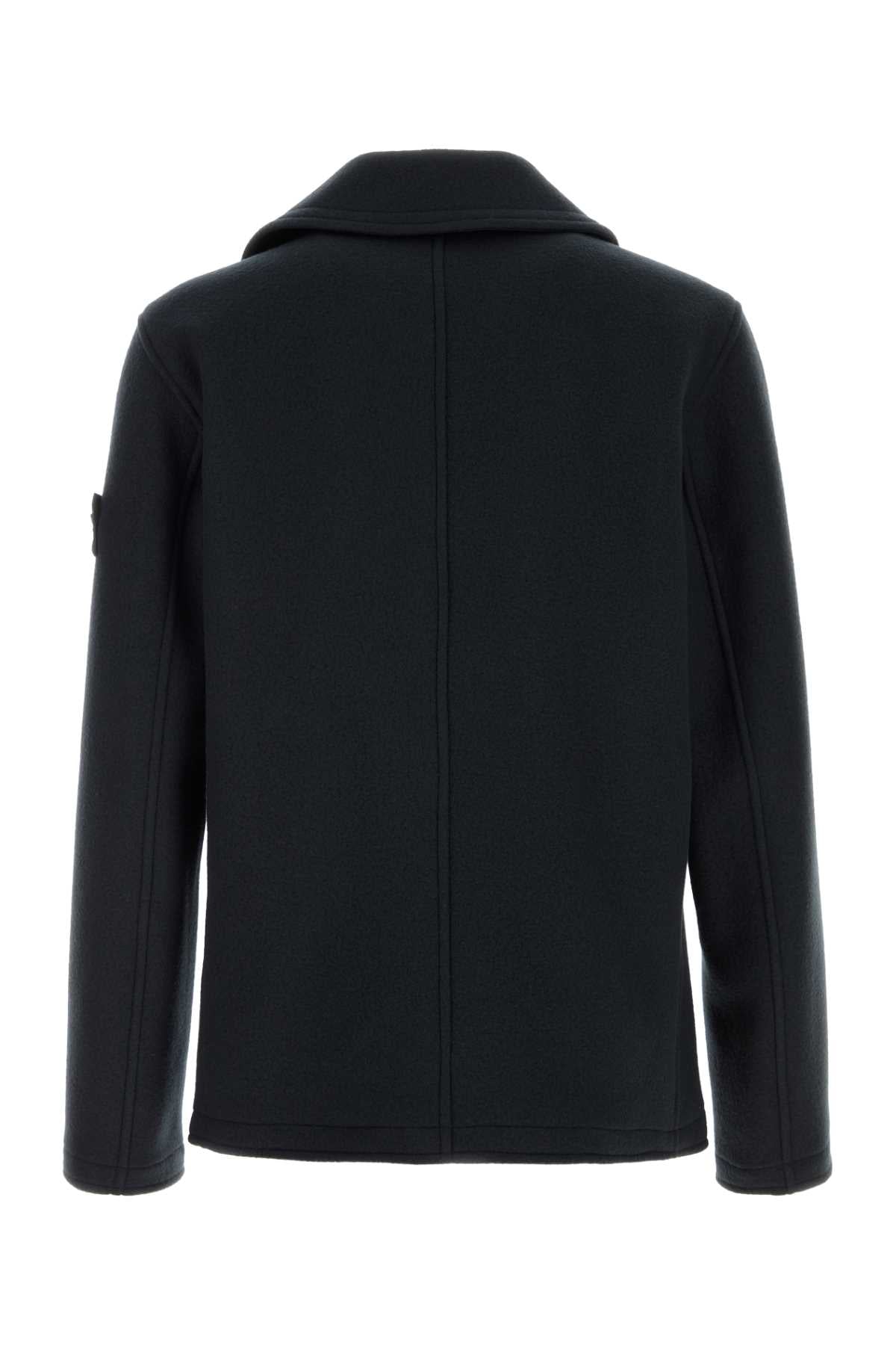 Stone Island Men Midnight Blue Wool Blend Coat STONE ISLAND